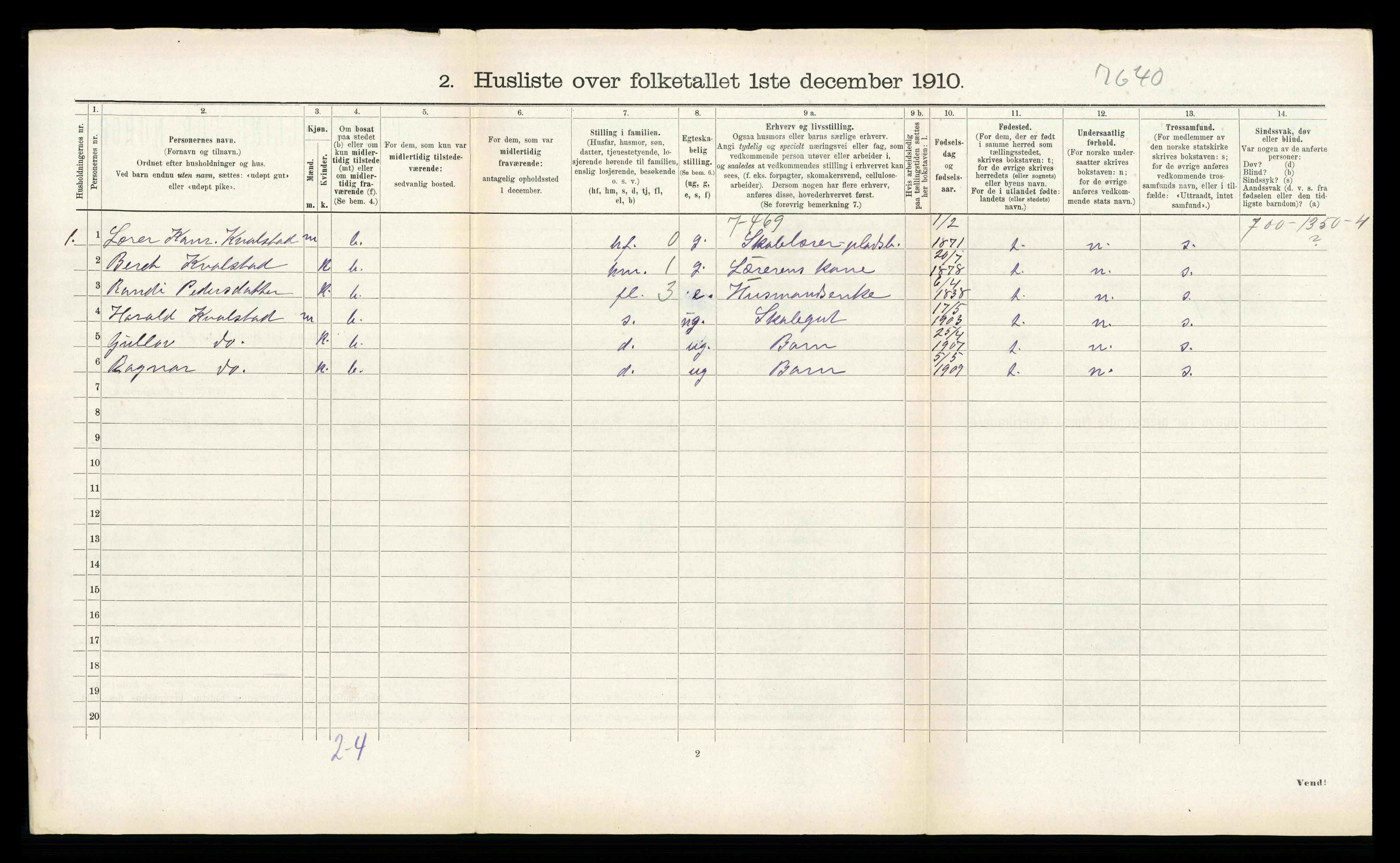 RA, 1910 census for Fræna, 1910, p. 801