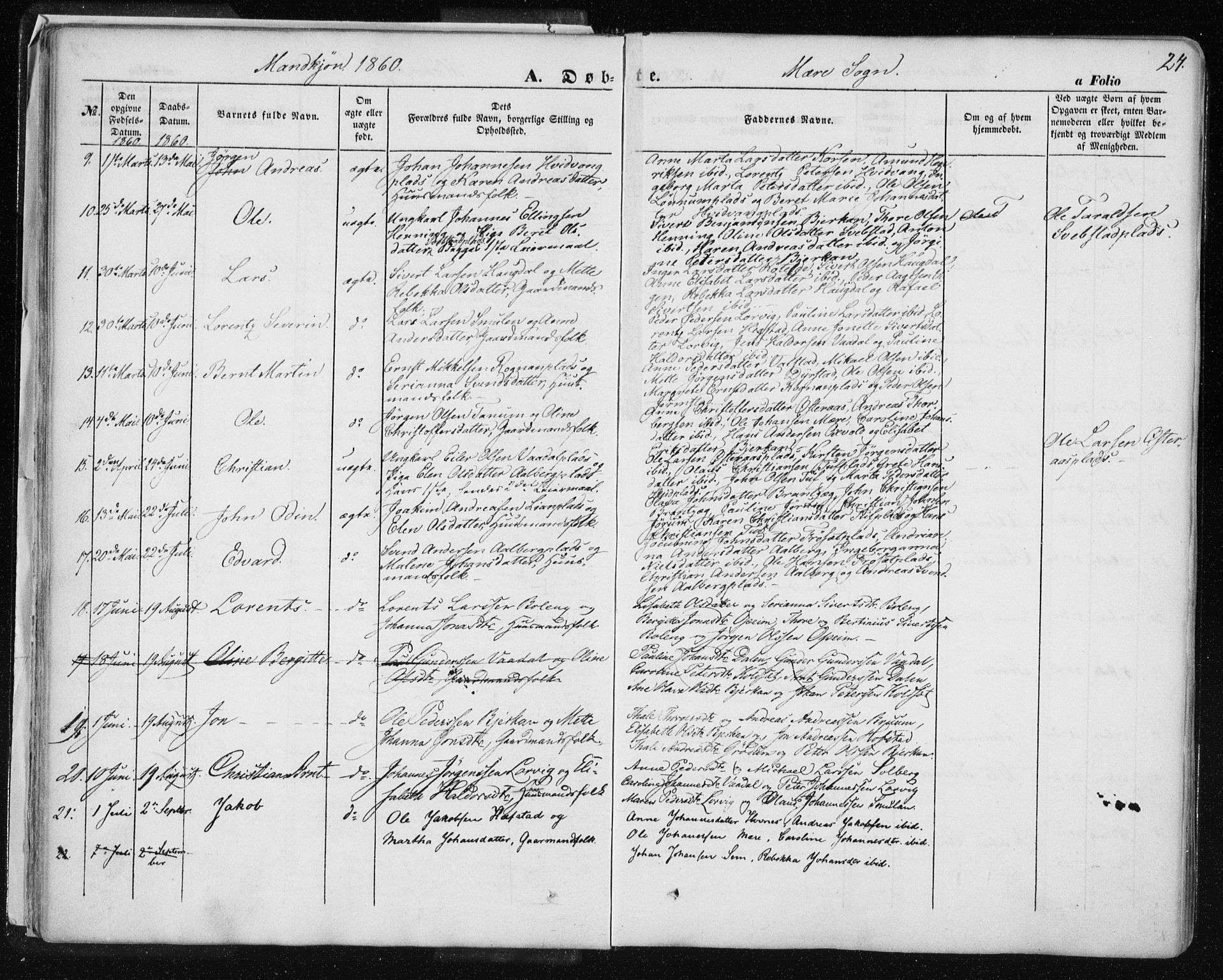 Ministerialprotokoller, klokkerbøker og fødselsregistre - Nord-Trøndelag, SAT/A-1458/735/L0342: Parish register (official) no. 735A07 /1, 1849-1862, p. 24