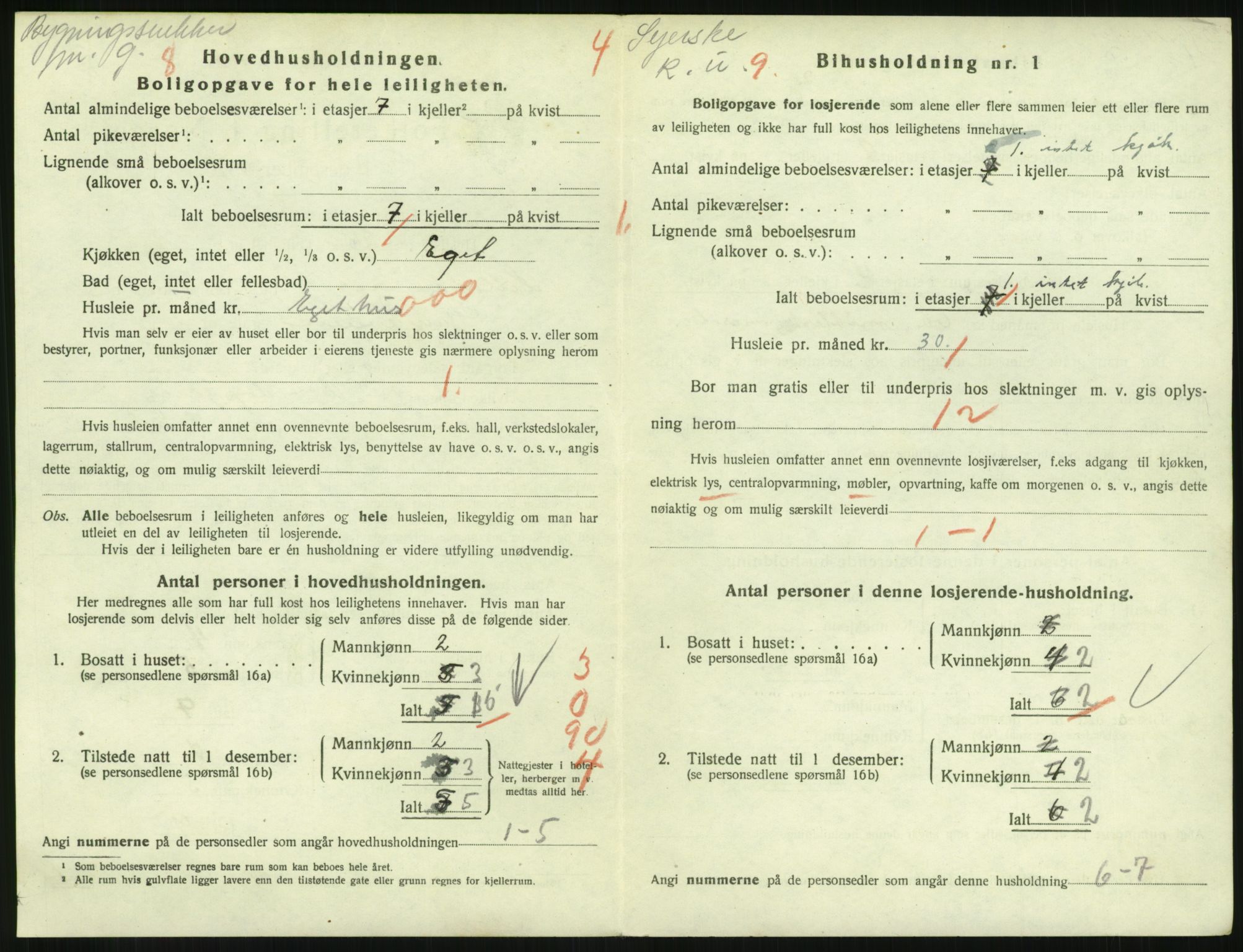 SAH, 1920 census for Lillehammer, 1920, p. 3123