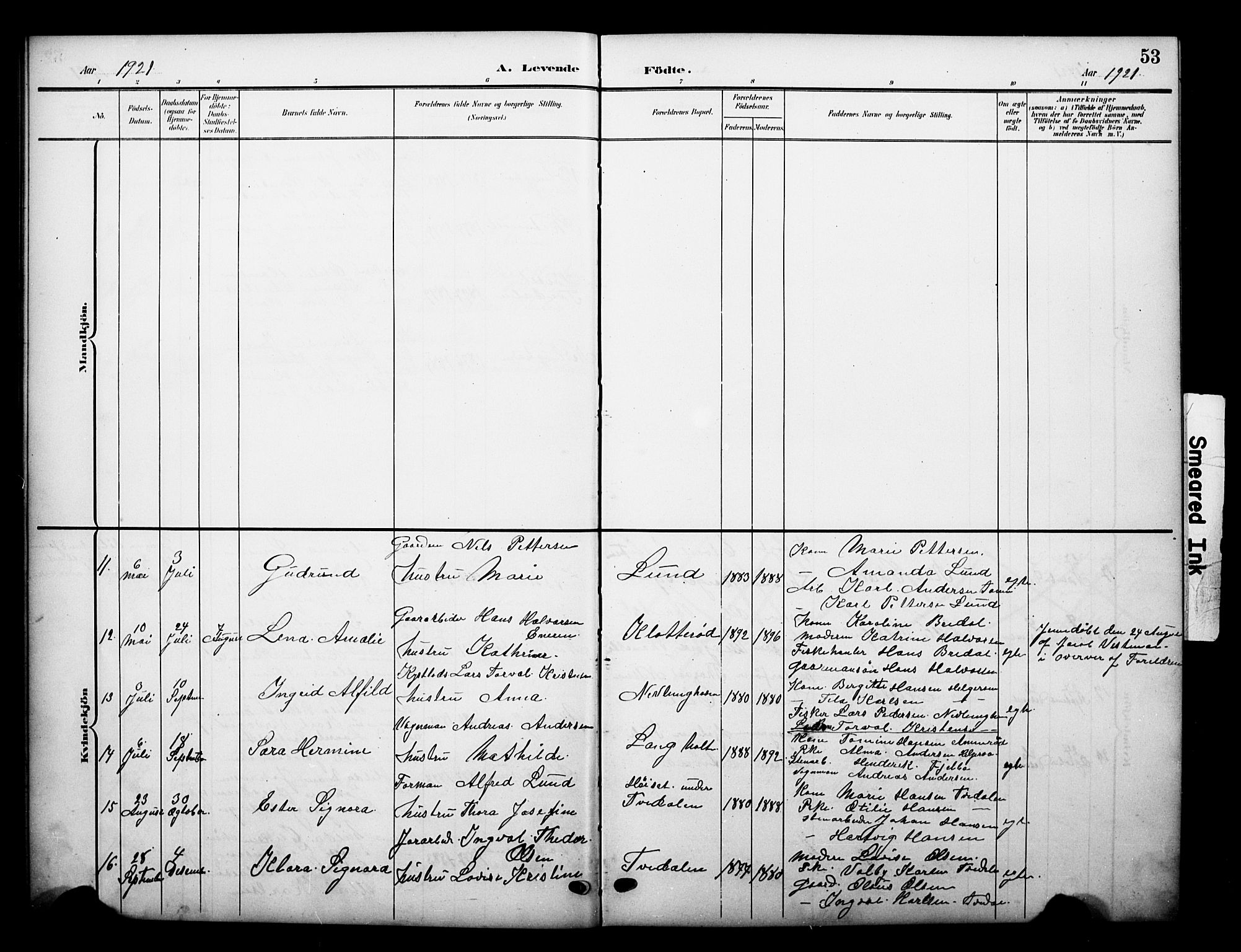 Brunlanes kirkebøker, AV/SAKO-A-342/G/Gb/L0003: Parish register (copy) no. II 3, 1903-1928, p. 53