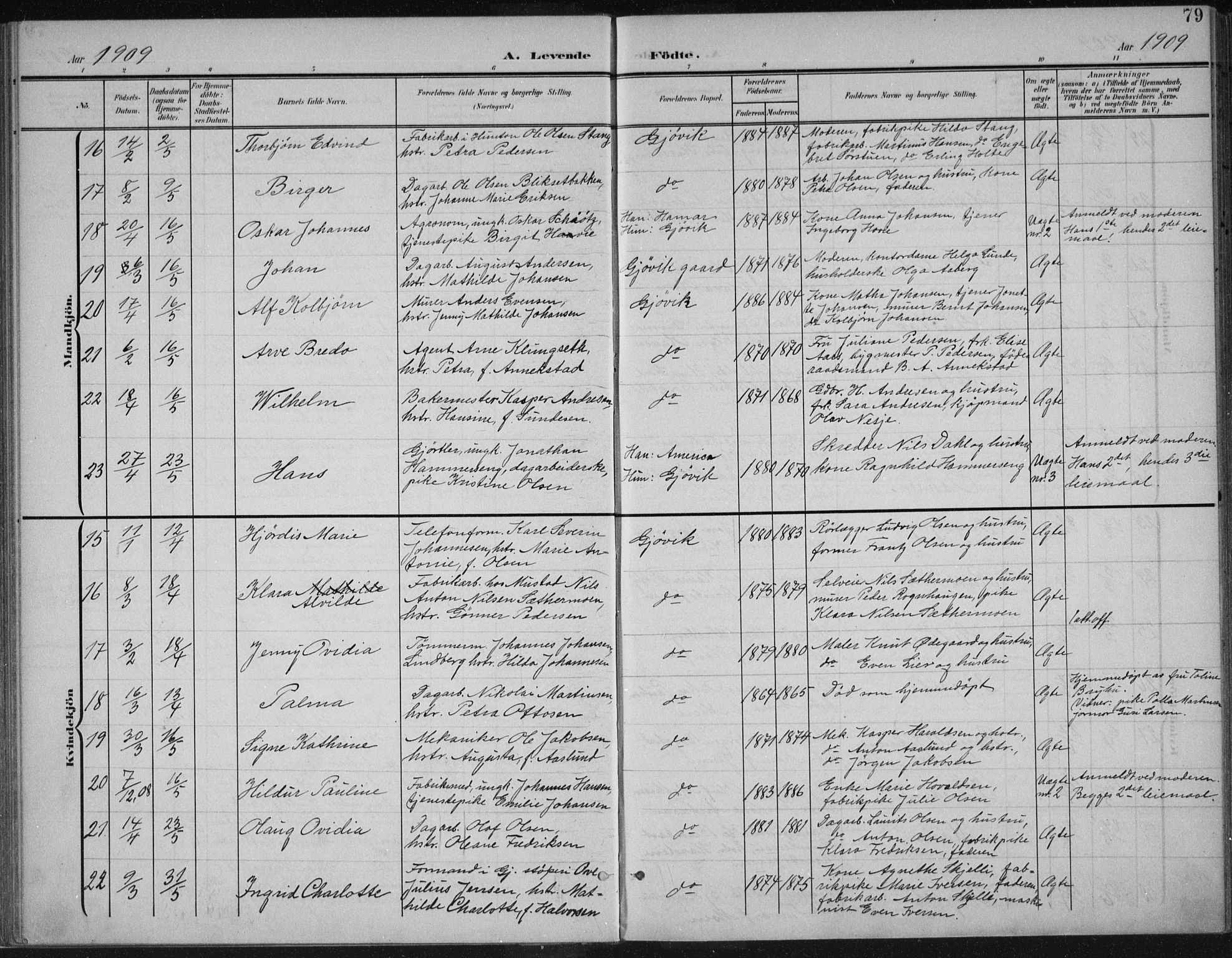 Vardal prestekontor, AV/SAH-PREST-100/H/Ha/Haa/L0013: Parish register (official) no. 13, 1901-1911, p. 79