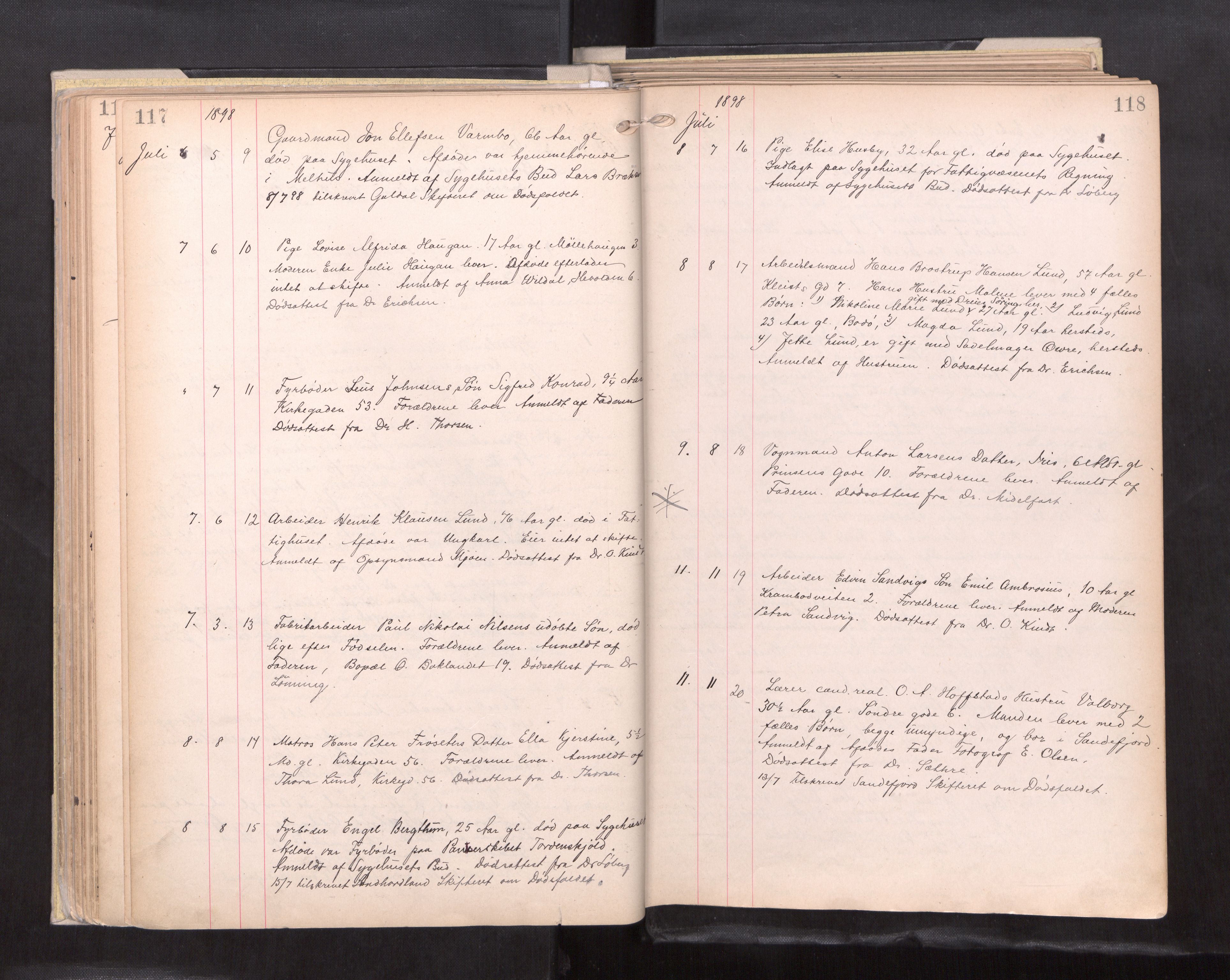 Trondheim byfogd, AV/SAT-A-0003/1/3/3L/L0005: Dødsanmeldelsesprotokoll - U, 1897-1902, p. 117-118