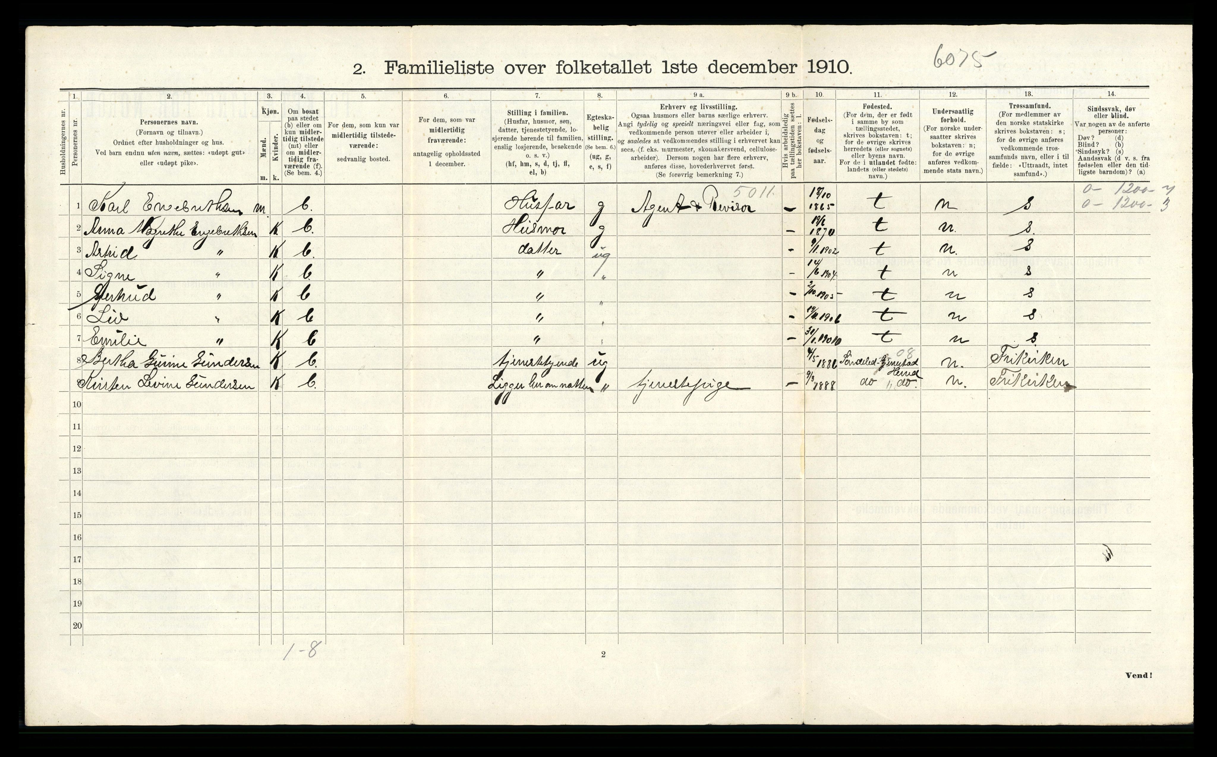 RA, 1910 census for Skien, 1910, p. 1617