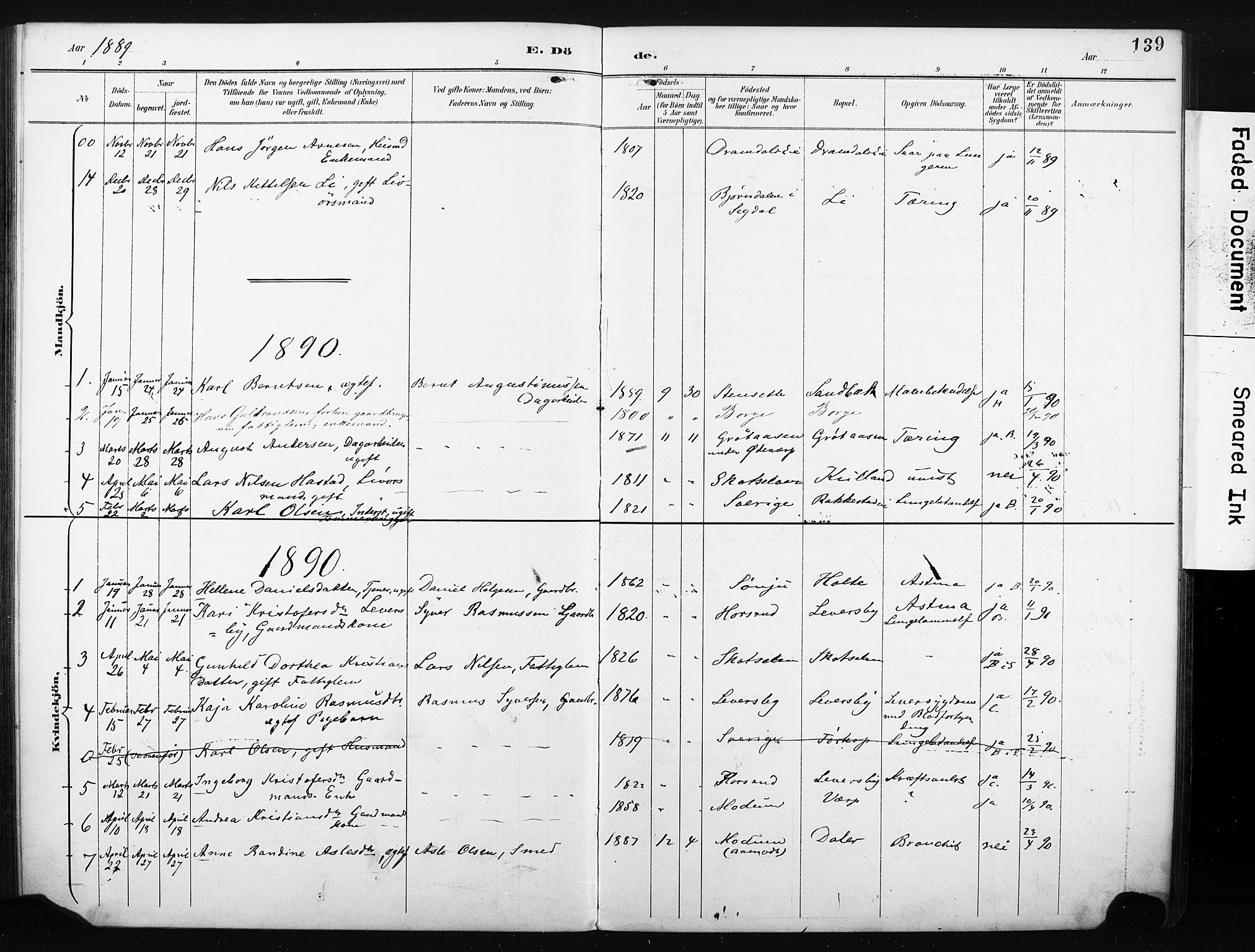 Eiker kirkebøker, SAKO/A-4/F/Fc/L0002: Parish register (official) no. III 2, 1889-1897, p. 139