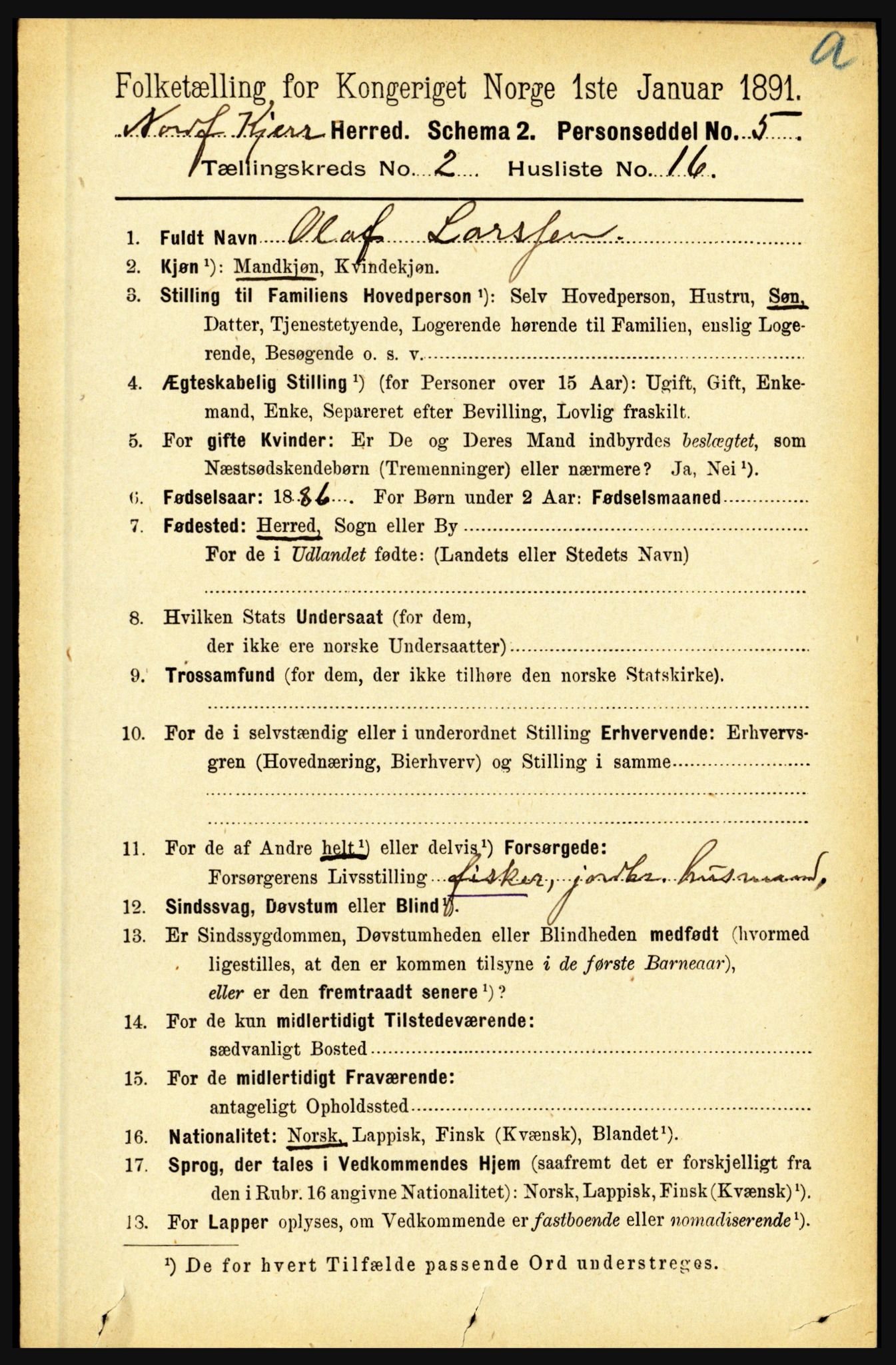 RA, 1891 census for 1846 Nordfold-Kjerringøy, 1891, p. 539