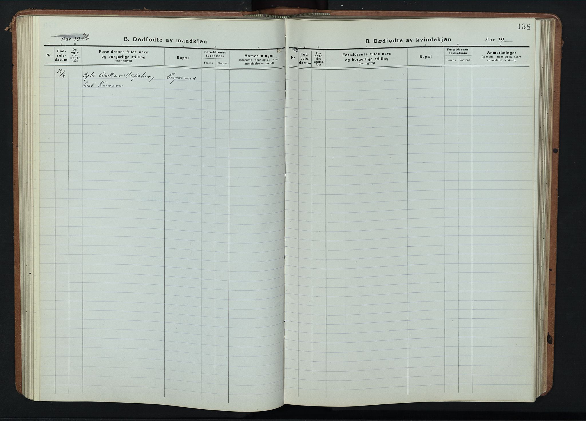 Fåberg prestekontor, AV/SAH-PREST-086/H/Ha/Hab/L0014: Parish register (copy) no. 14, 1922-1946, p. 138