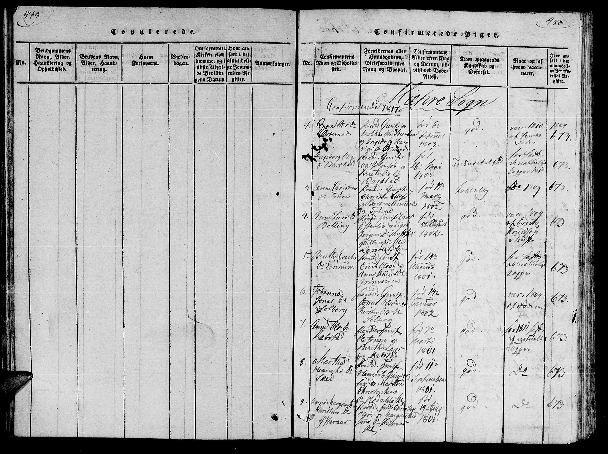 Ministerialprotokoller, klokkerbøker og fødselsregistre - Nord-Trøndelag, SAT/A-1458/735/L0333: Parish register (official) no. 735A04 /1, 1816-1824, p. 479-480