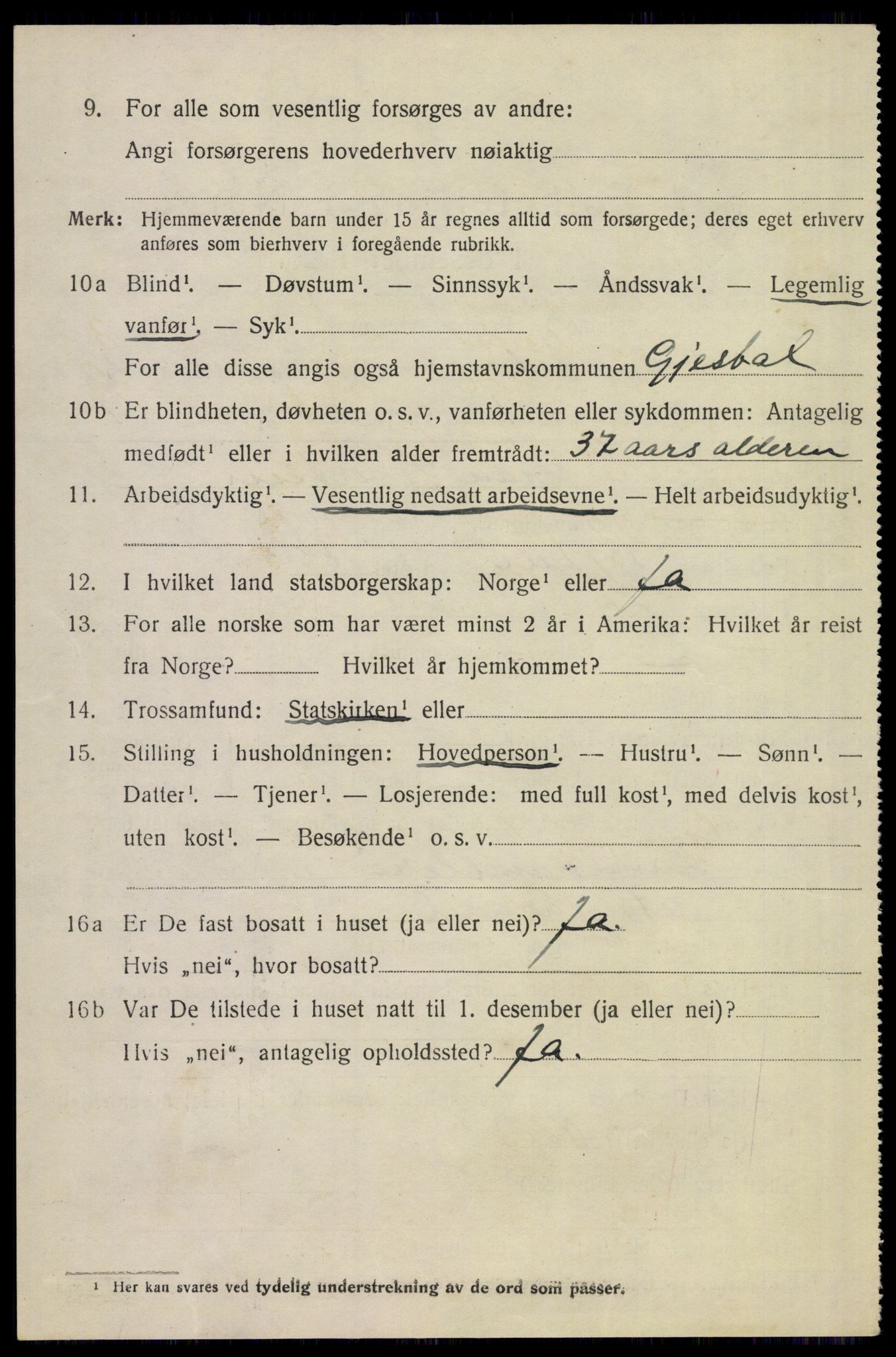 SAST, 1920 census for Gjesdal, 1920, p. 1457