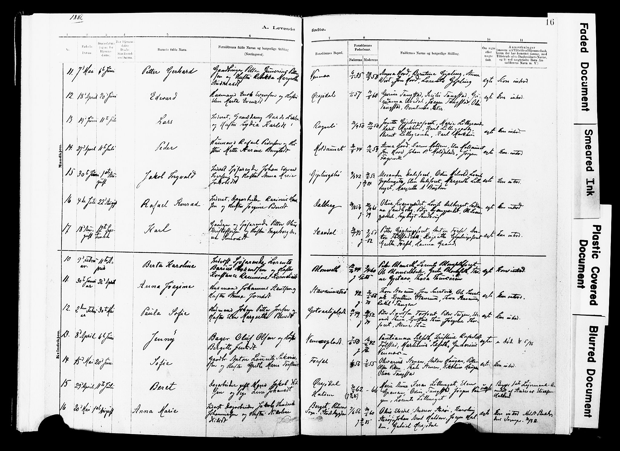 Ministerialprotokoller, klokkerbøker og fødselsregistre - Nord-Trøndelag, SAT/A-1458/744/L0420: Parish register (official) no. 744A04, 1882-1904, p. 16