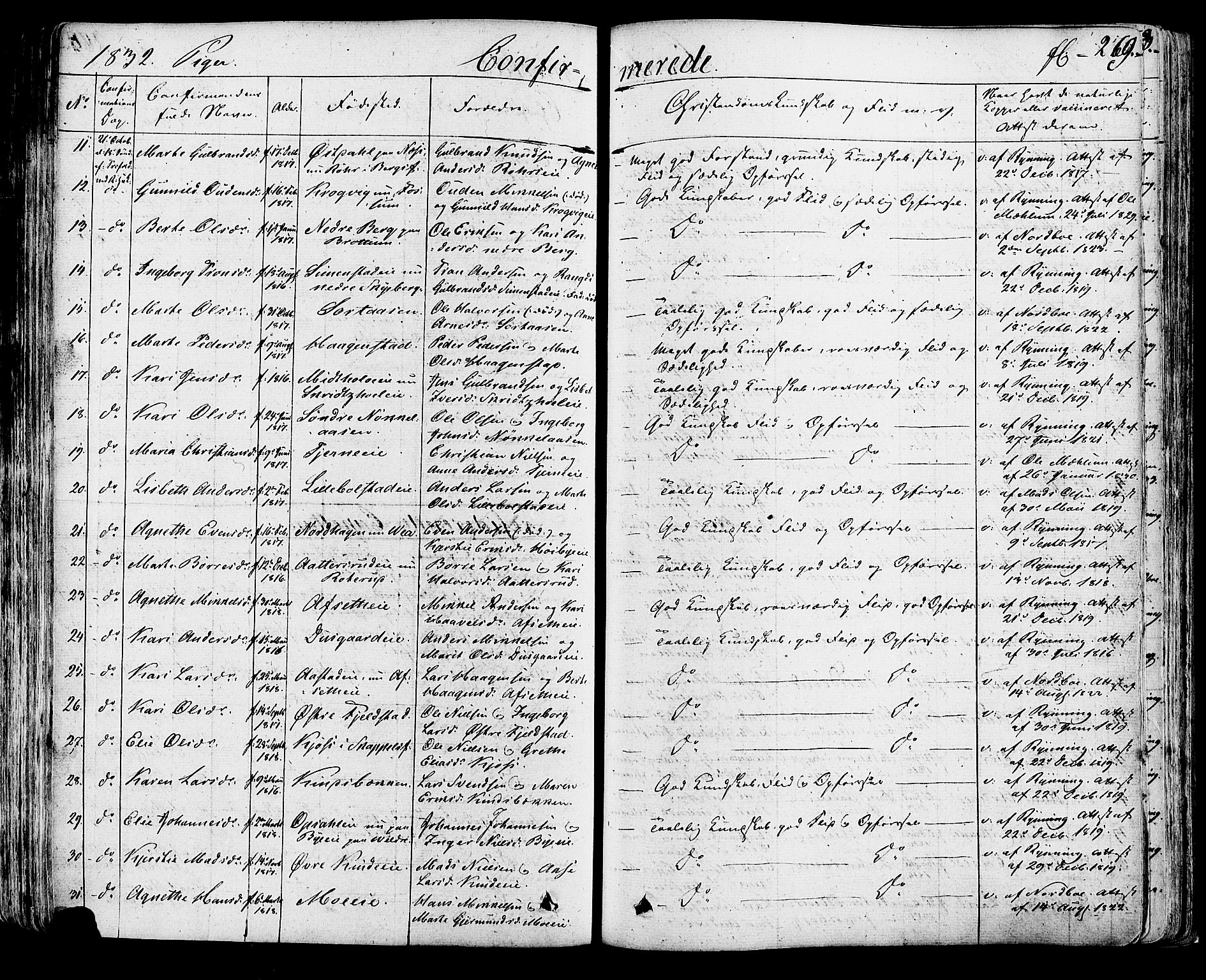 Ringsaker prestekontor, AV/SAH-PREST-014/K/Ka/L0007: Parish register (official) no. 7A, 1826-1837, p. 269