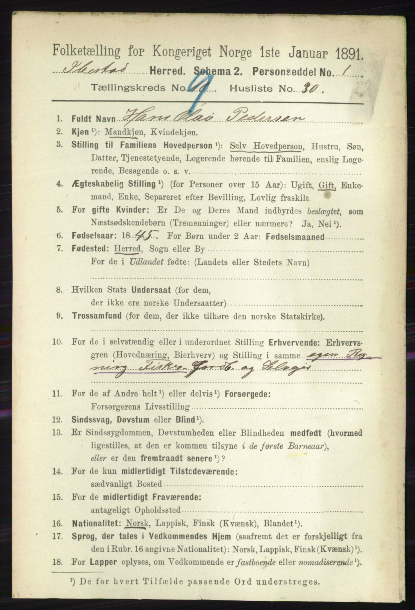 RA, 1891 census for 1917 Ibestad, 1891, p. 6152