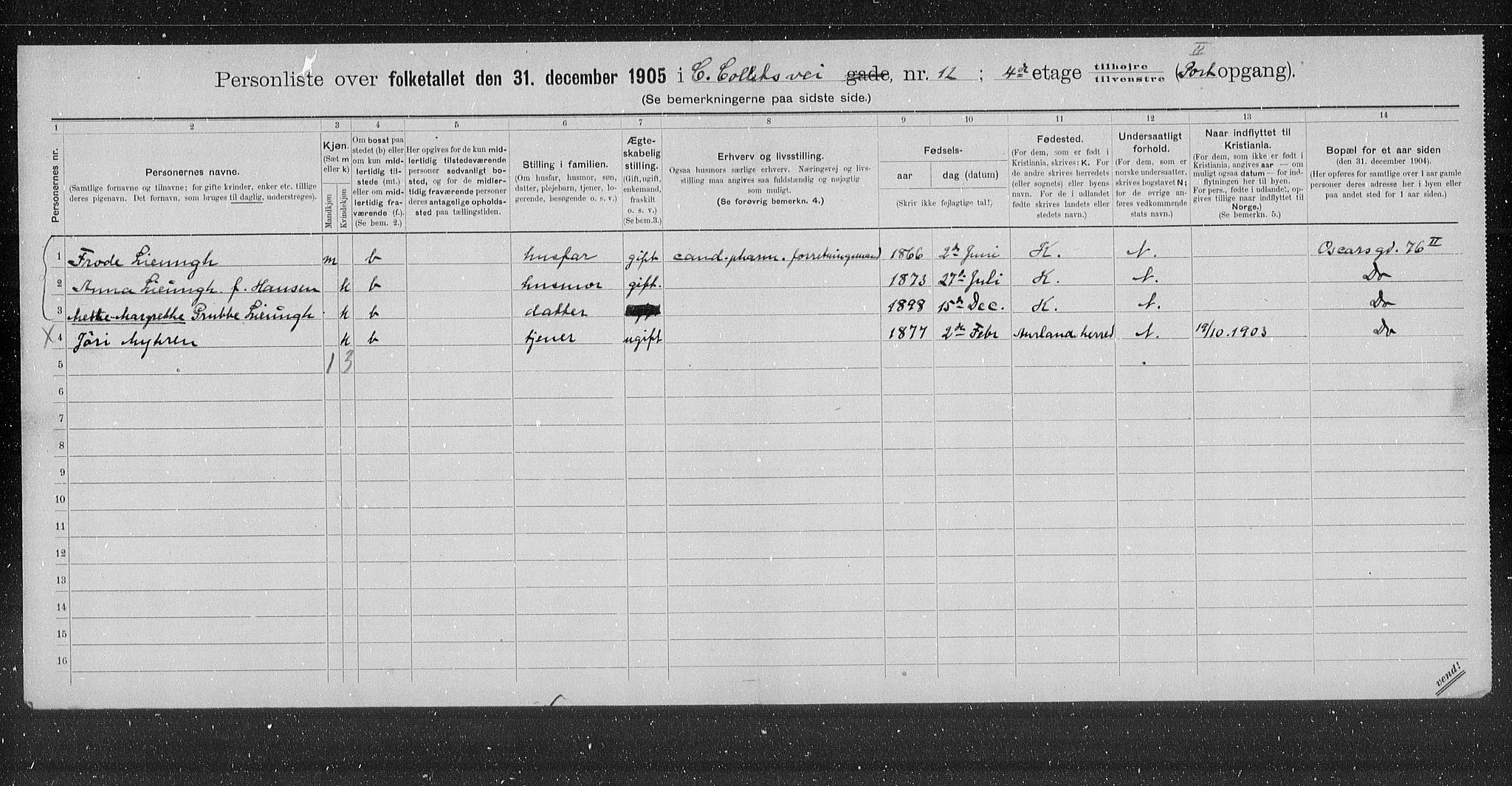 OBA, Municipal Census 1905 for Kristiania, 1905, p. 6150