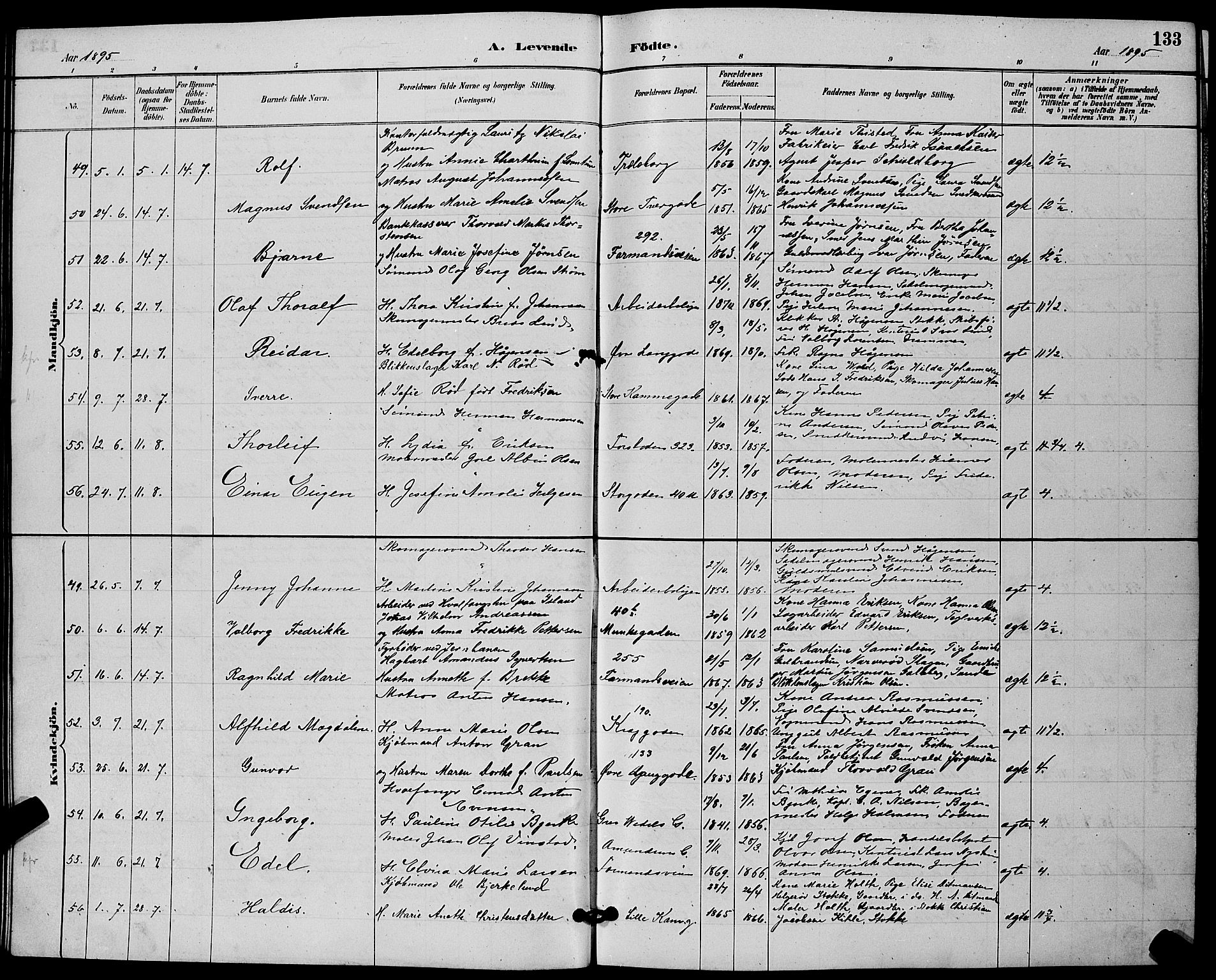 Tønsberg kirkebøker, AV/SAKO-A-330/G/Ga/L0006: Parish register (copy) no. 6, 1885-1895, p. 133