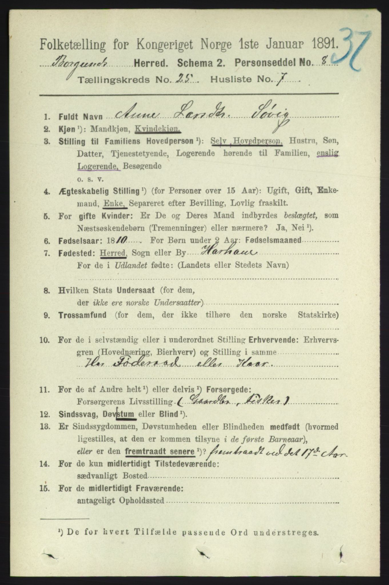 RA, 1891 census for 1531 Borgund, 1891, p. 7304