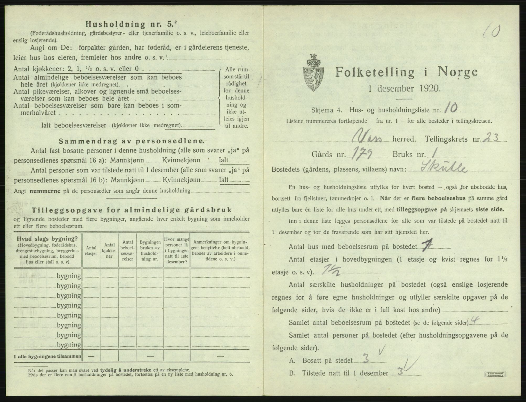 SAB, 1920 census for Voss, 1920, p. 2031