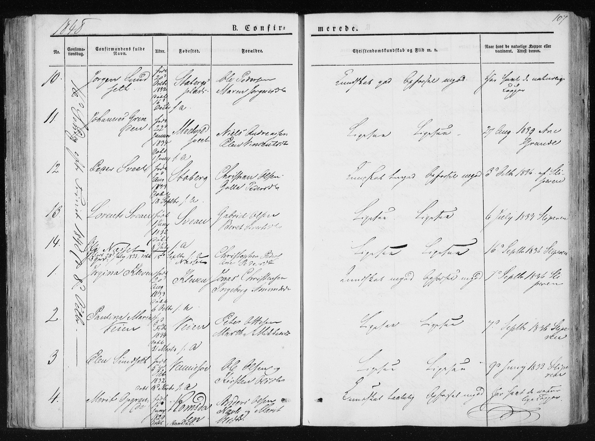 Ministerialprotokoller, klokkerbøker og fødselsregistre - Nord-Trøndelag, SAT/A-1458/733/L0323: Parish register (official) no. 733A02, 1843-1870, p. 107