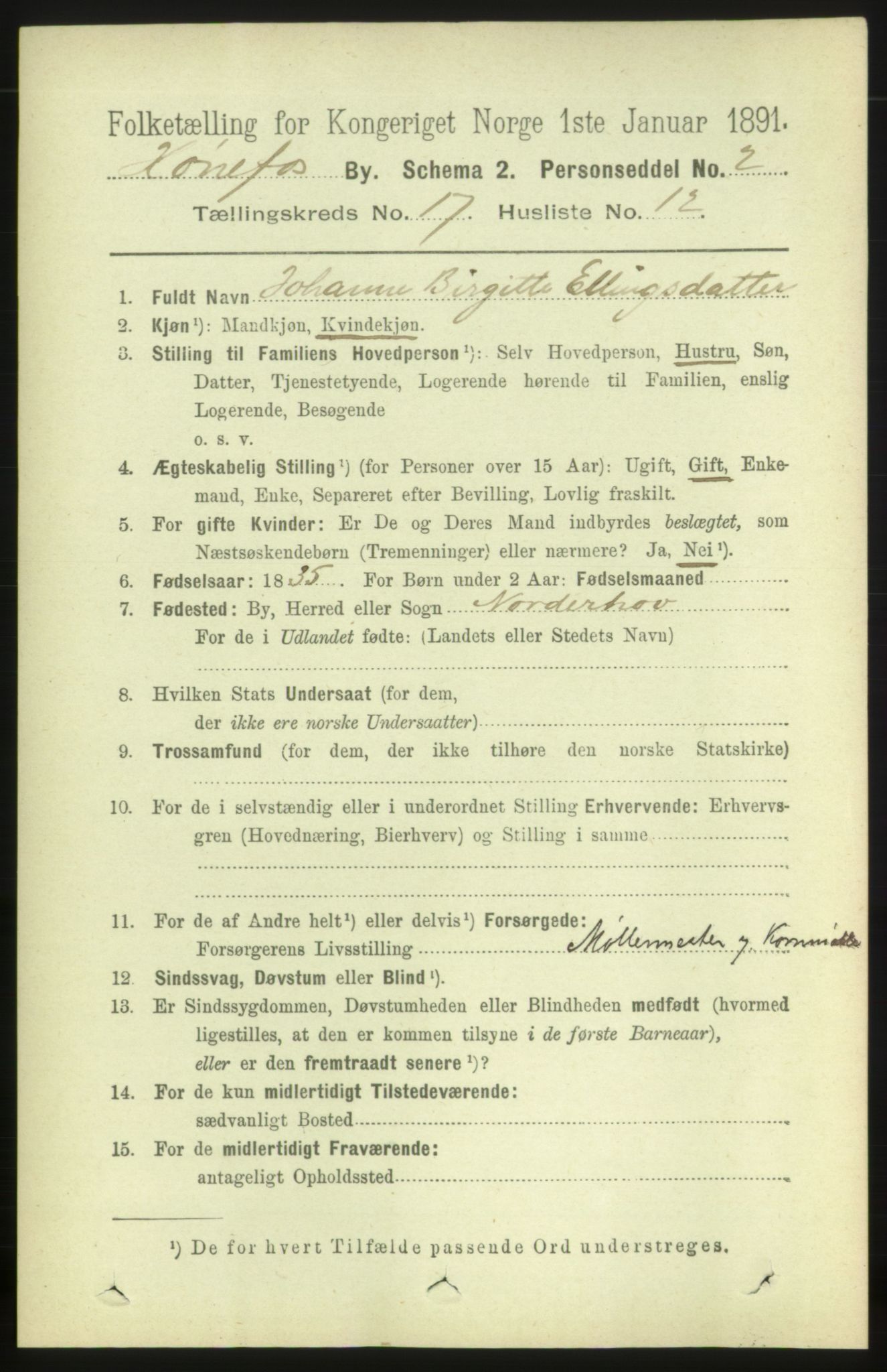 RA, 1891 census for 0601 Hønefoss, 1891, p. 1944