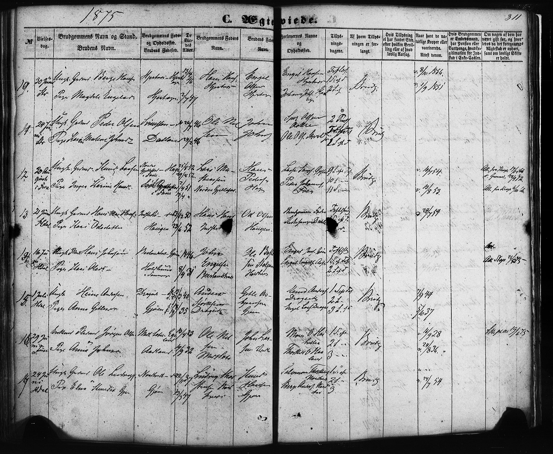 Fusa sokneprestembete, AV/SAB-A-75401/H/Haa: Parish register (official) no. A 1I, 1855-1879, p. 311