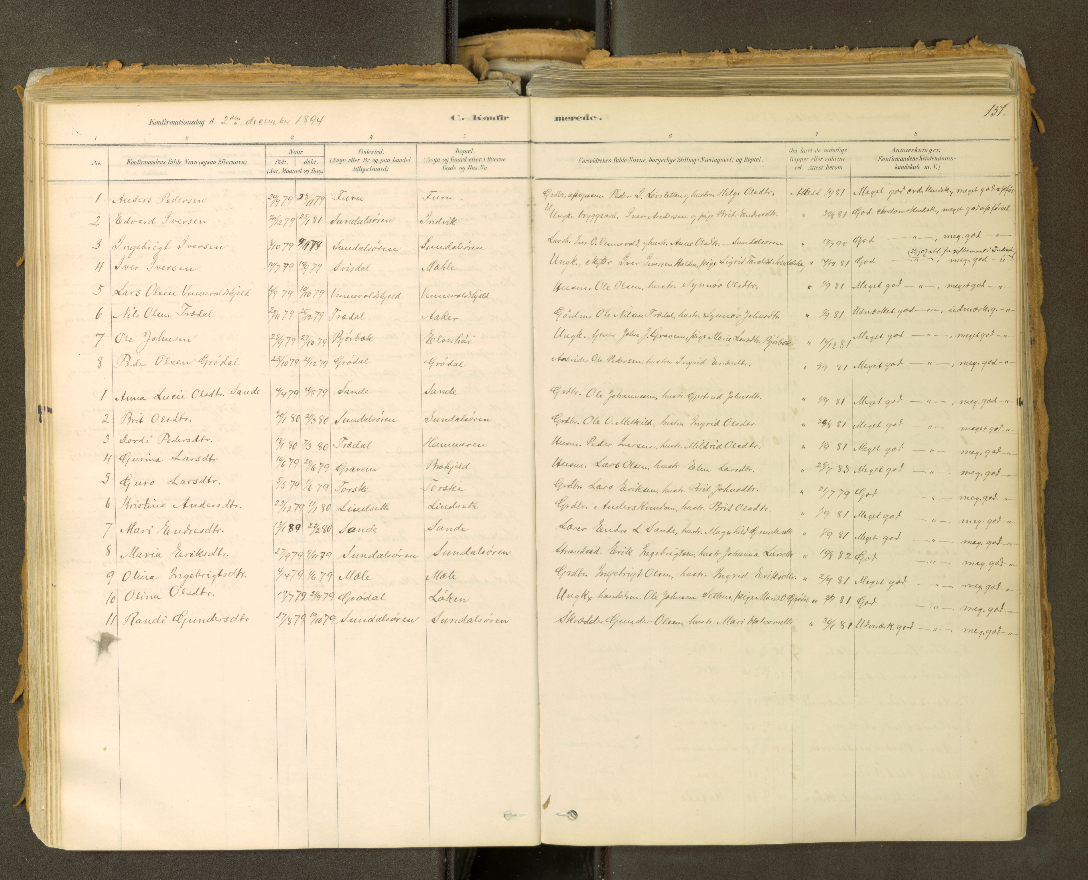 Sunndal sokneprestkontor, SAT/A-1085/1/I/I1/I1a: Parish register (official) no. 2, 1877-1914, p. 151