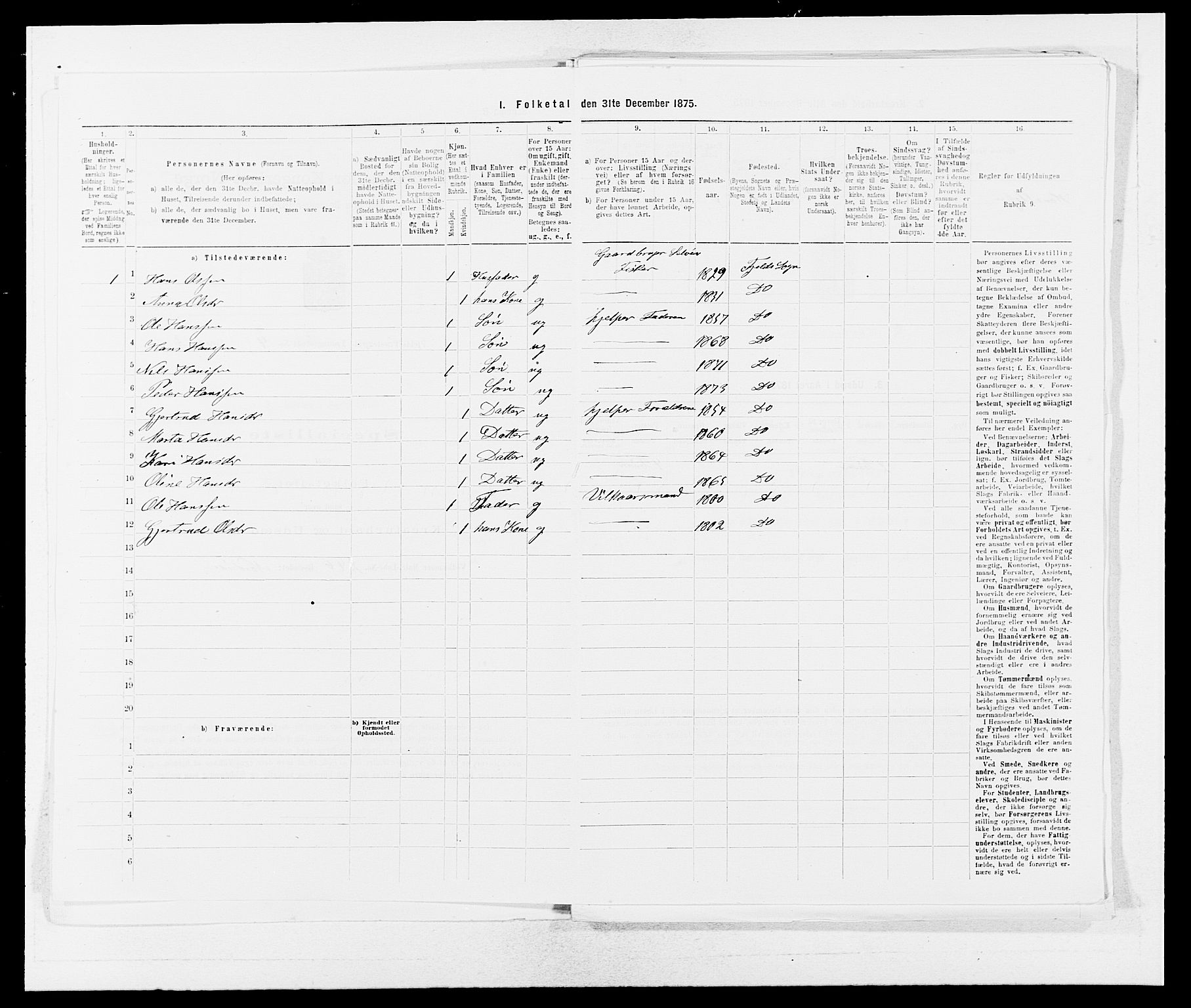 SAB, 1875 census for 1246P Fjell, 1875, p. 429