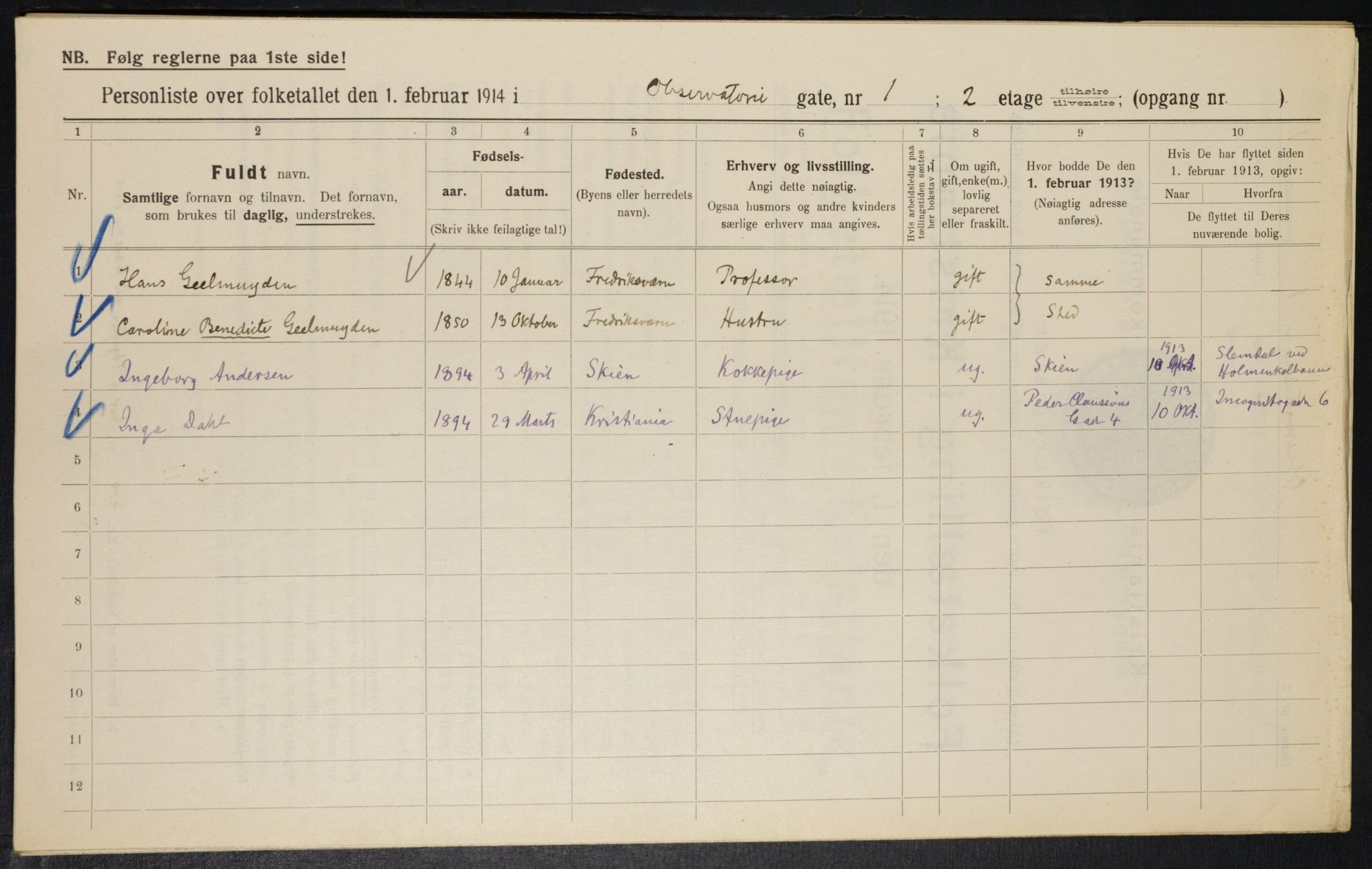 OBA, Municipal Census 1914 for Kristiania, 1914, p. 74147