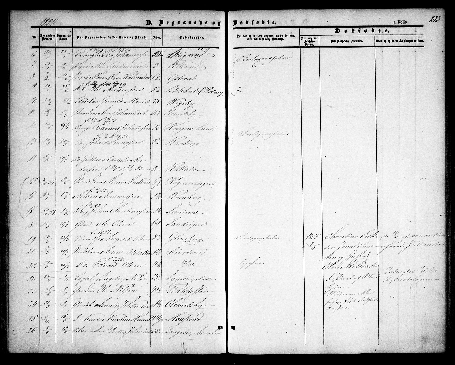 Rødenes prestekontor Kirkebøker, AV/SAO-A-2005/F/Fa/L0006: Parish register (official) no. I 6, 1850-1859, p. 223