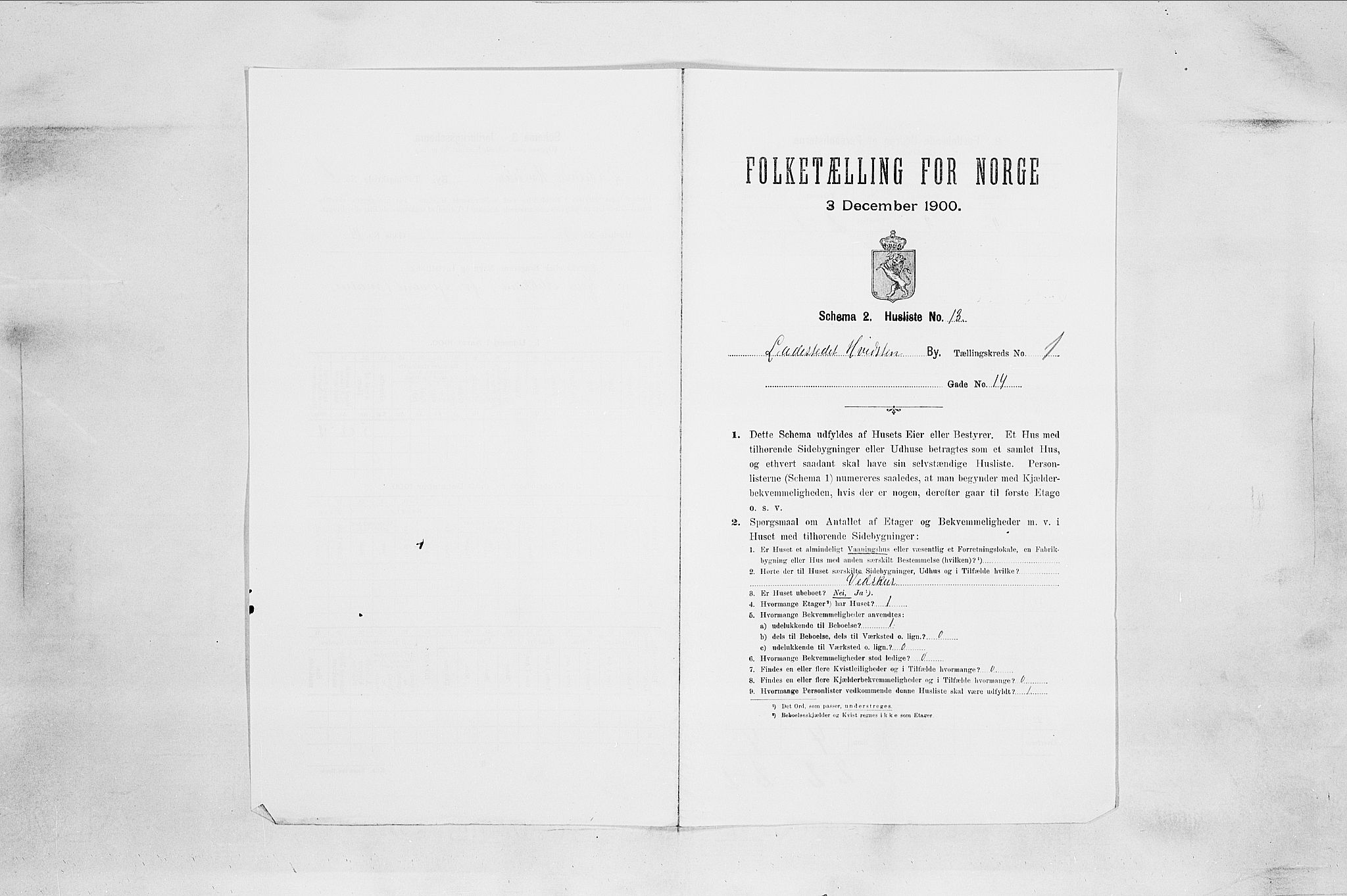 SAO, 1900 census for Hvitsten, 1900