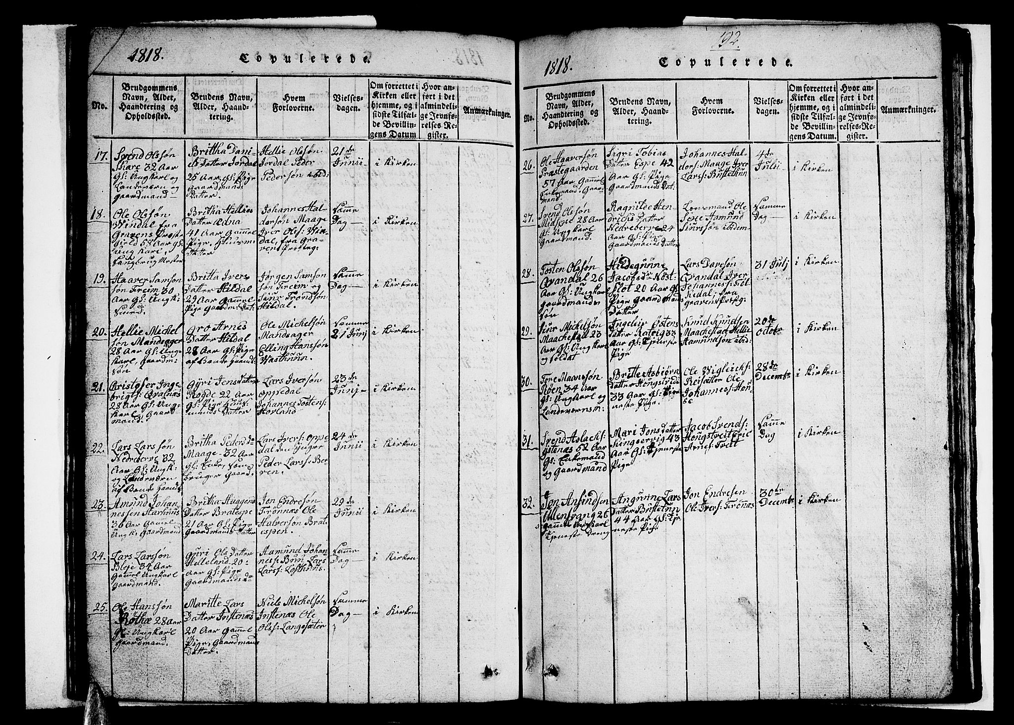 Ullensvang sokneprestembete, AV/SAB-A-78701/H/Hab: Parish register (copy) no. A 3, 1817-1825, p. 192