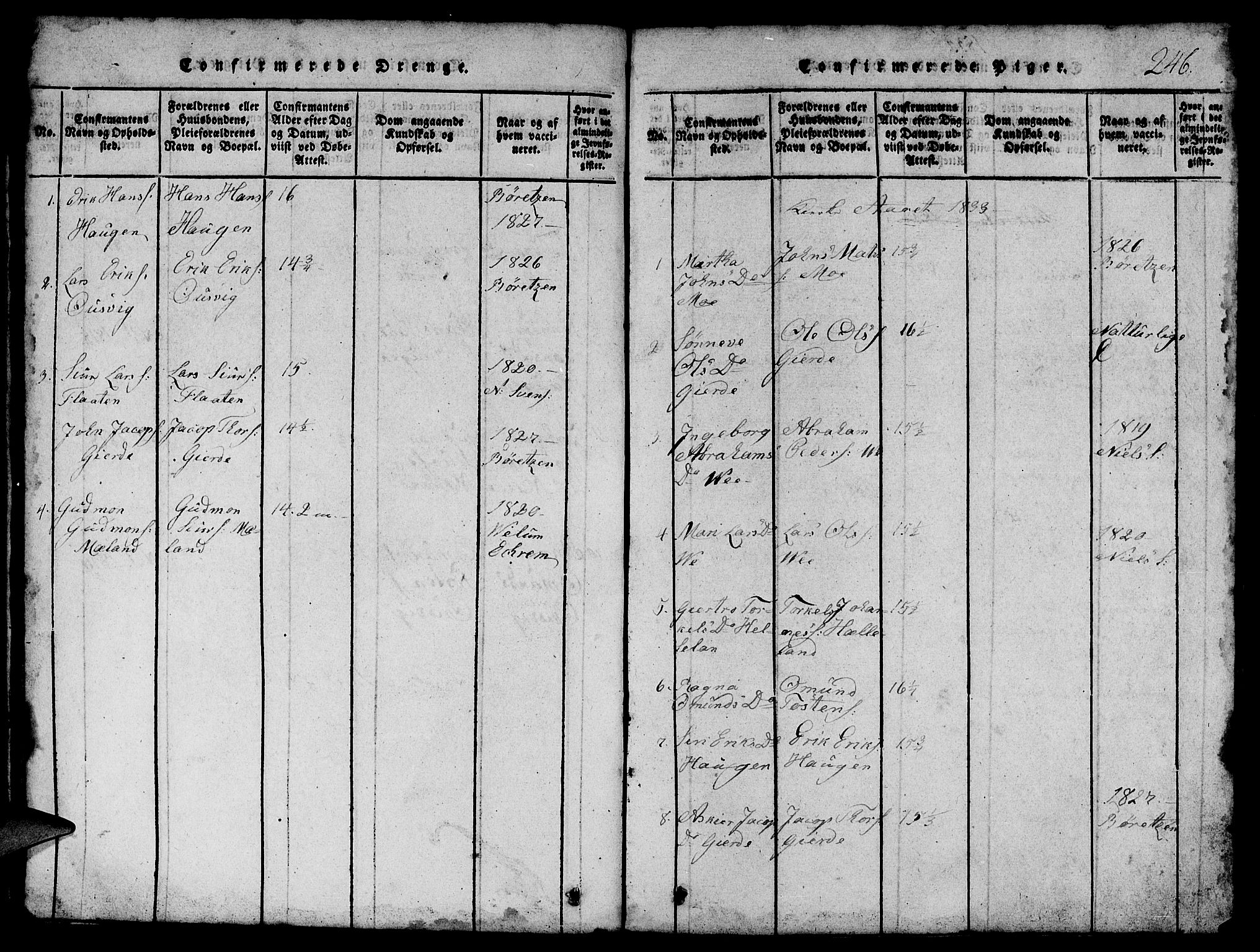 Etne sokneprestembete, SAB/A-75001/H/Hab: Parish register (copy) no. B 1, 1815-1850, p. 246