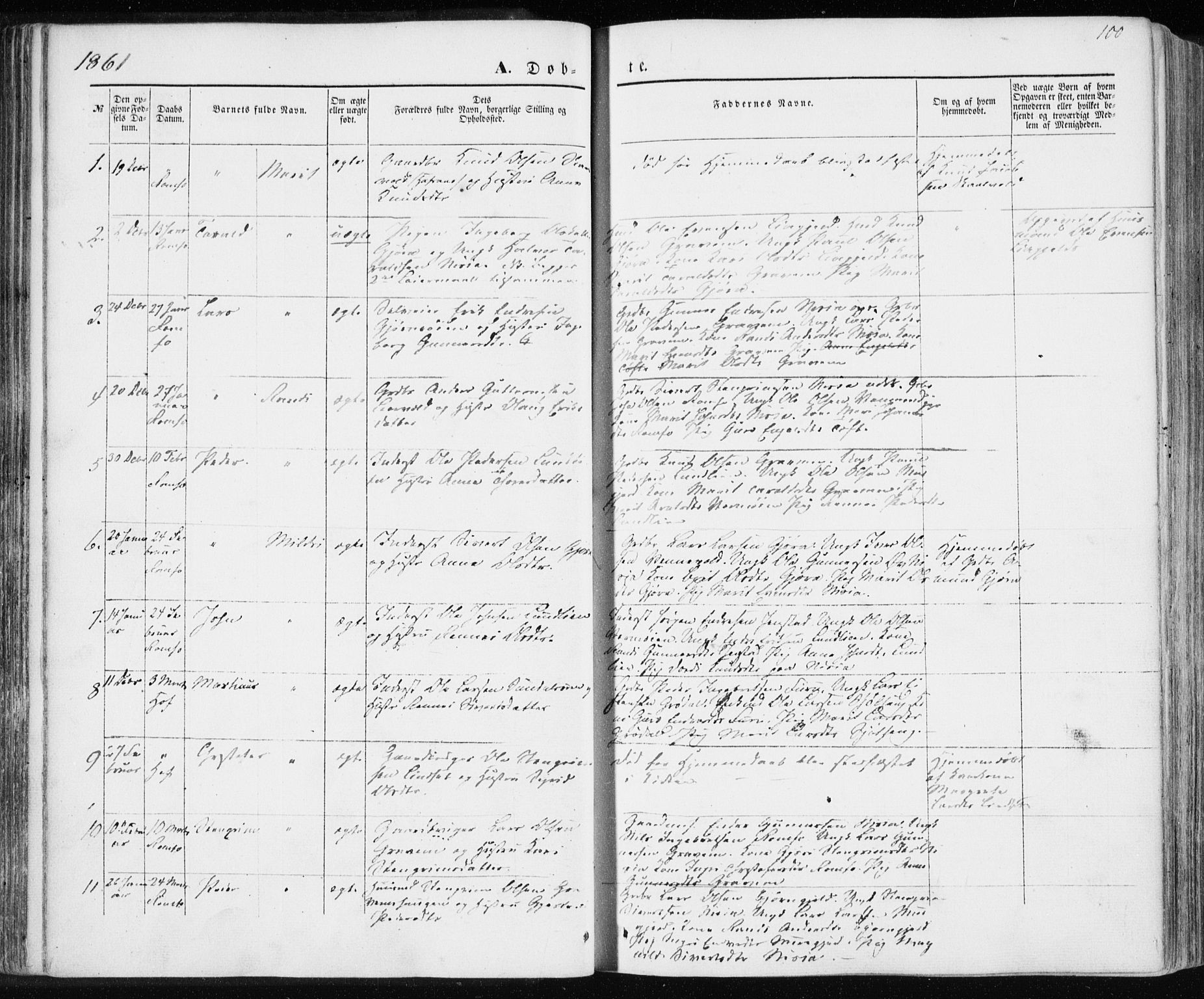 Ministerialprotokoller, klokkerbøker og fødselsregistre - Møre og Romsdal, SAT/A-1454/590/L1013: Parish register (official) no. 590A05, 1847-1877, p. 100