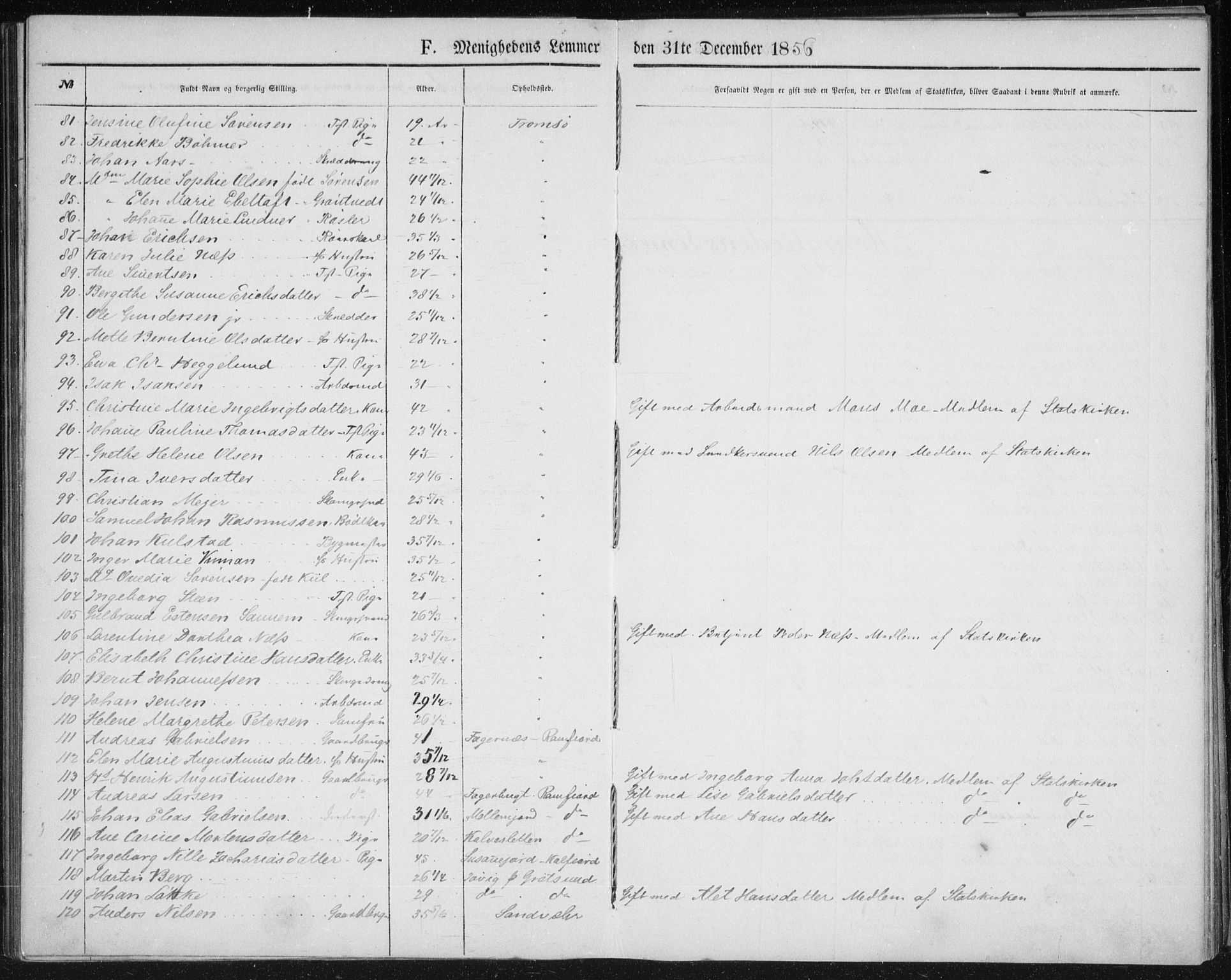 Uten arkivreferanse, SATØ/-: Dissenter register no. DP 1, 1856-1892