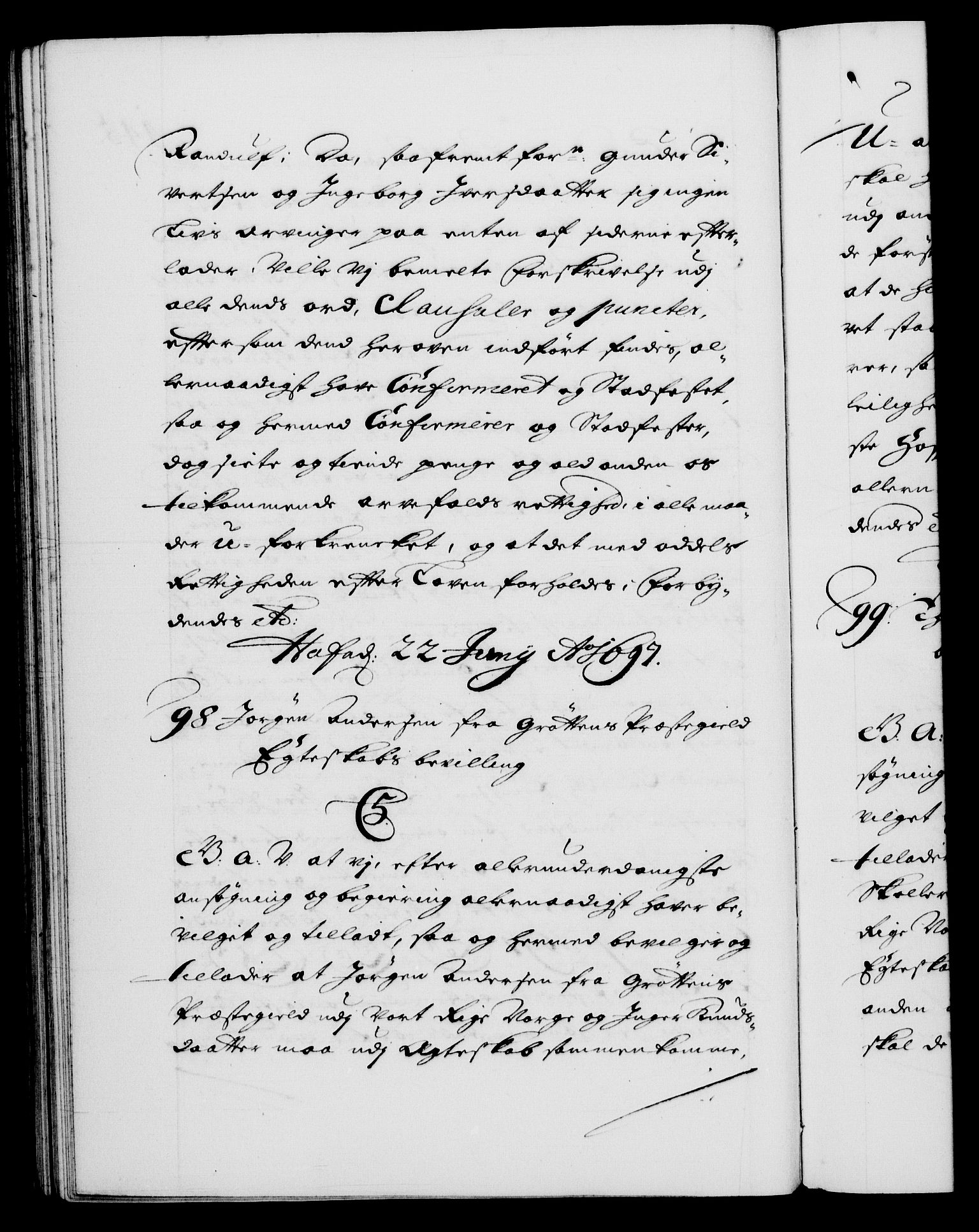 Danske Kanselli 1572-1799, AV/RA-EA-3023/F/Fc/Fca/Fcaa/L0016: Norske registre (mikrofilm), 1692-1697, p. 445b