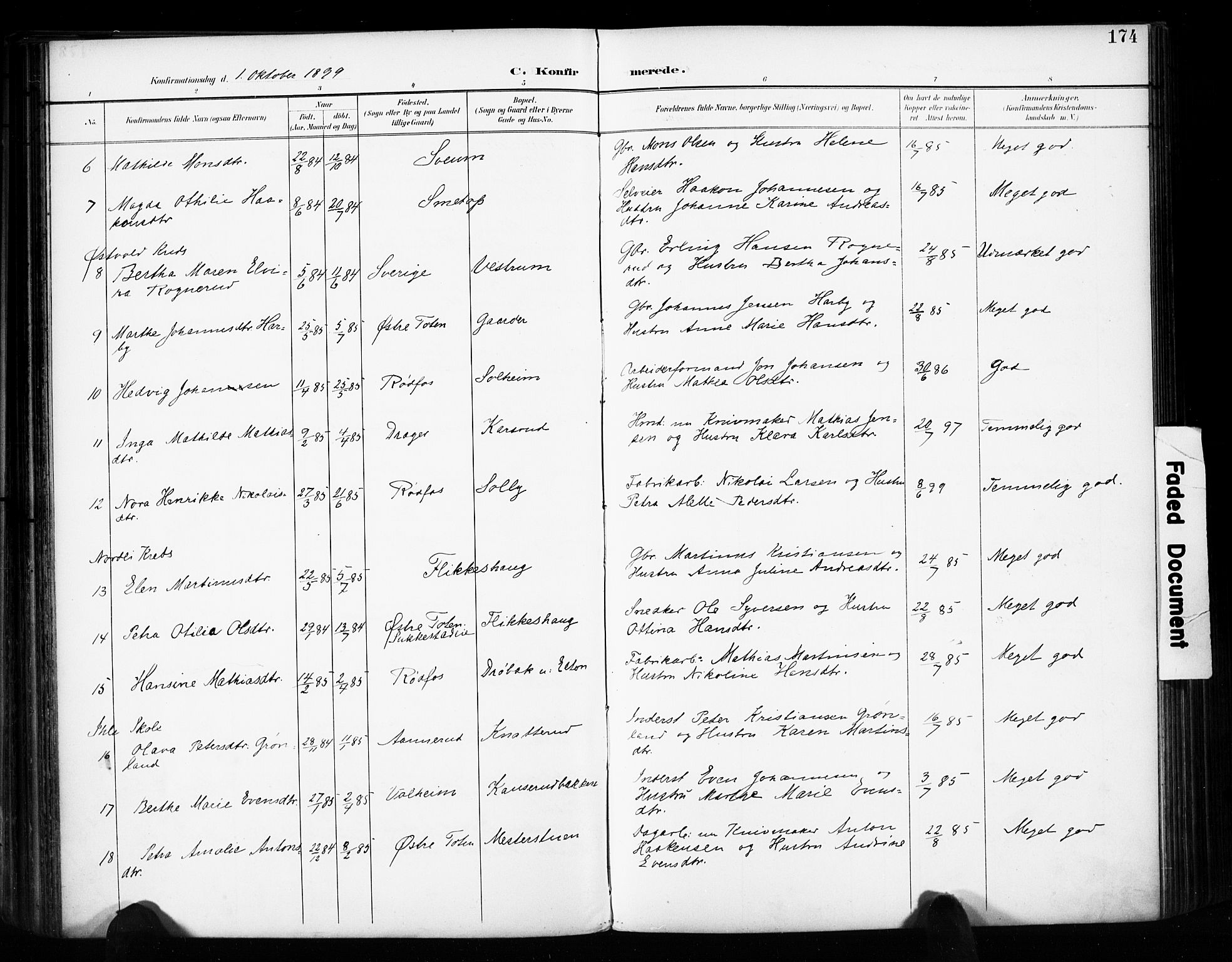 Vestre Toten prestekontor, AV/SAH-PREST-108/H/Ha/Haa/L0011: Parish register (official) no. 11, 1895-1906, p. 174