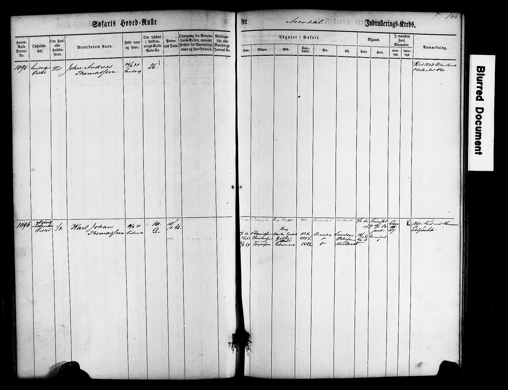 Arendal mønstringskrets, SAK/2031-0012/F/Fb/L0009: Hovedrulle nr 767-1532, S-7, 1857-1864, p. 168