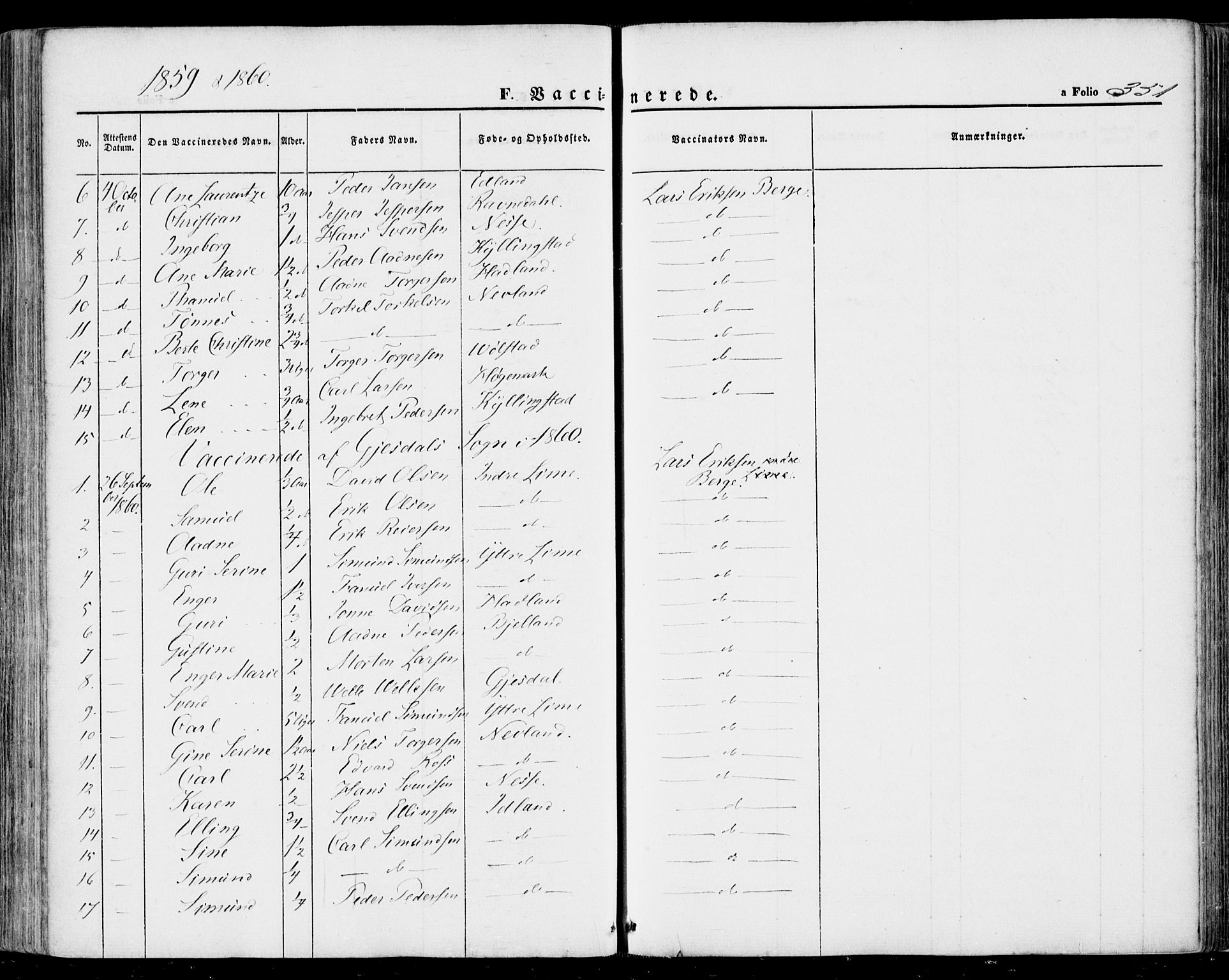 Lye sokneprestkontor, AV/SAST-A-101794/001/30BA/L0007: Parish register (official) no. A 6, 1856-1871, p. 351