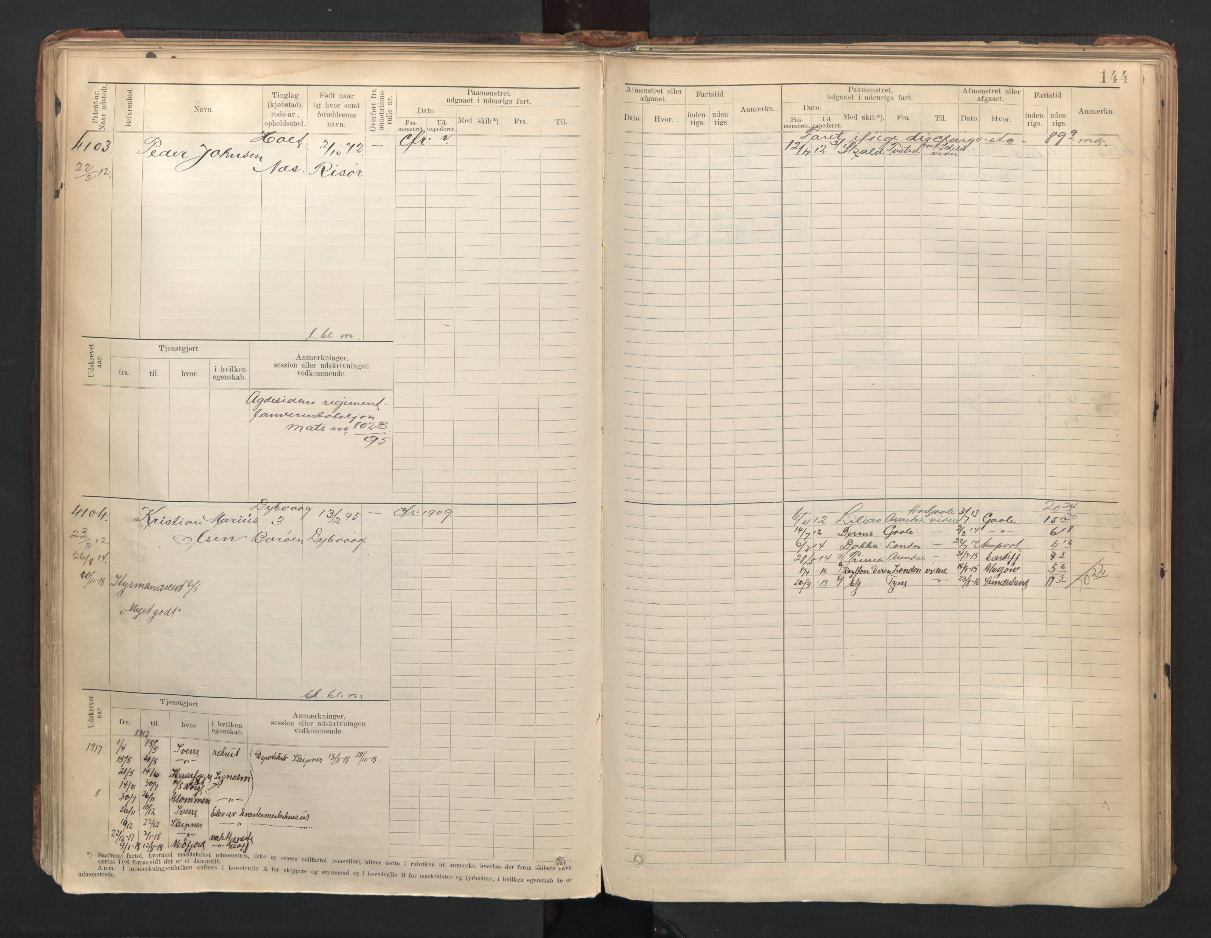 Tvedestrand mønstringskrets, SAK/2031-0011/F/Fb/L0006: Hovedrulle A nr 3818-4409, R-7, 1905-1948, p. 148