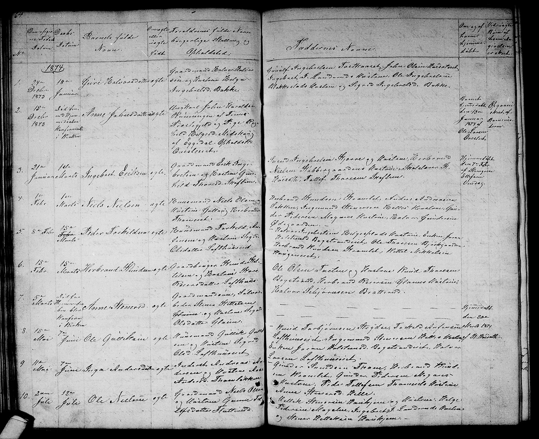 Rollag kirkebøker, SAKO/A-240/G/Gb/L0001: Parish register (copy) no. II 1, 1836-1877, p. 64
