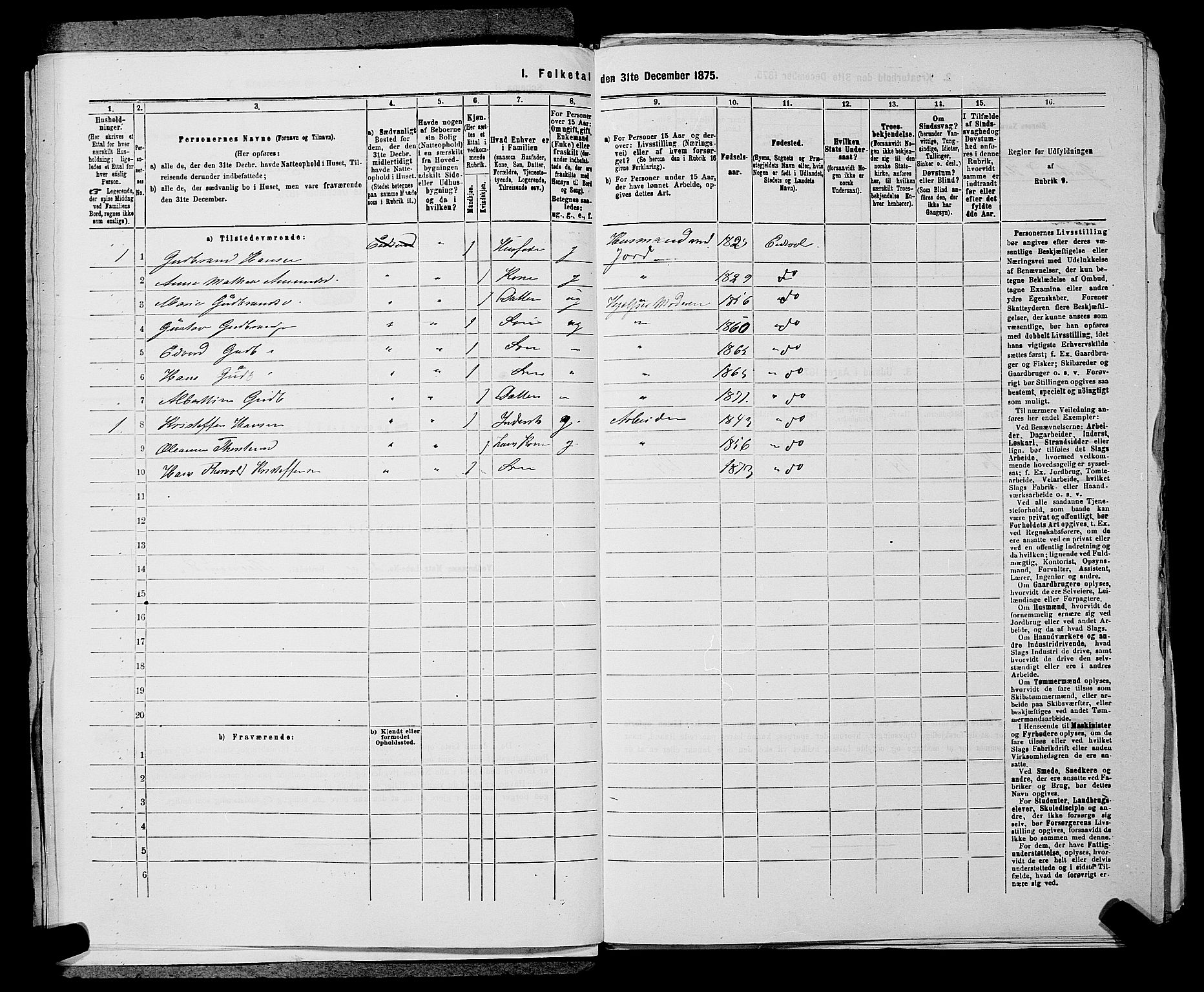 RA, 1875 census for 0237P Eidsvoll, 1875, p. 185