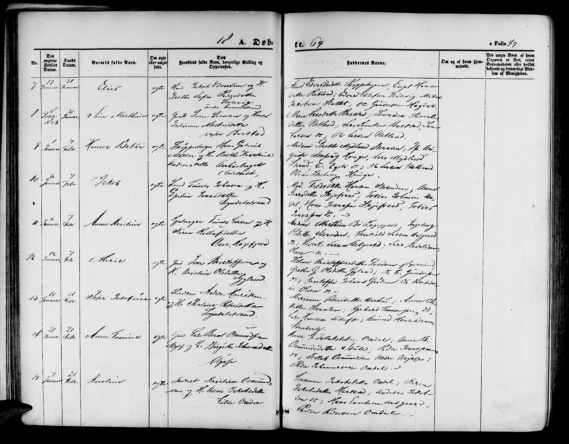 Sokndal sokneprestkontor, SAST/A-101808: Parish register (copy) no. B 3, 1865-1879, p. 49