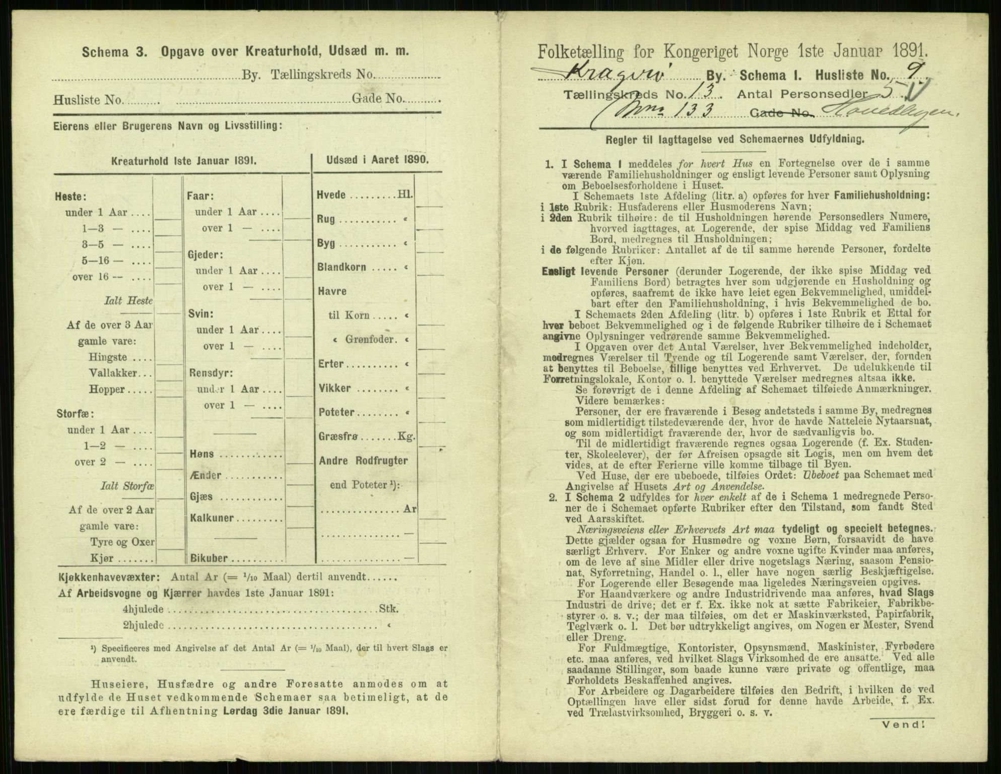 RA, 1891 census for 0801 Kragerø, 1891, p. 668