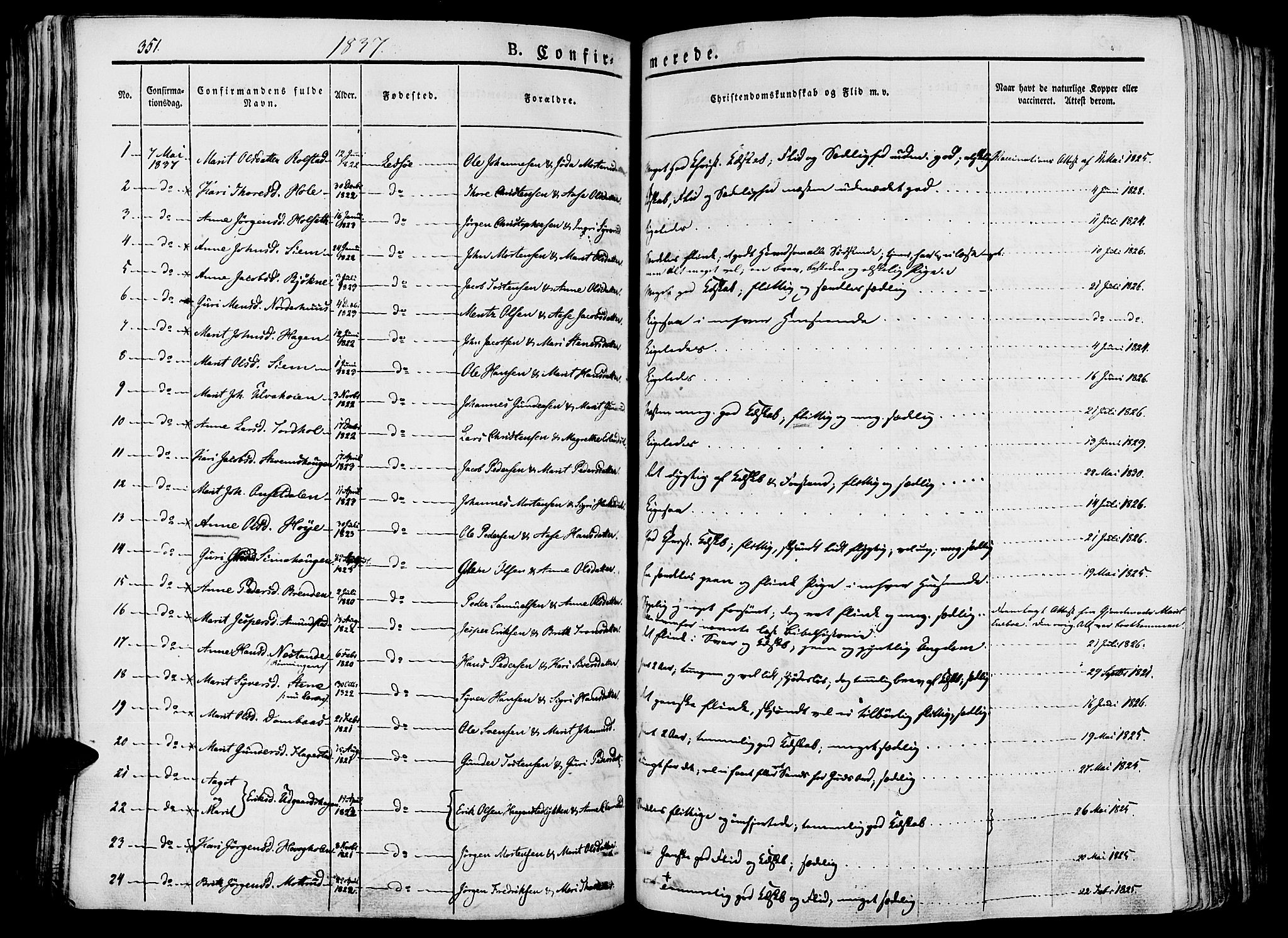 Lesja prestekontor, AV/SAH-PREST-068/H/Ha/Haa/L0005: Parish register (official) no. 5, 1830-1842, p. 351