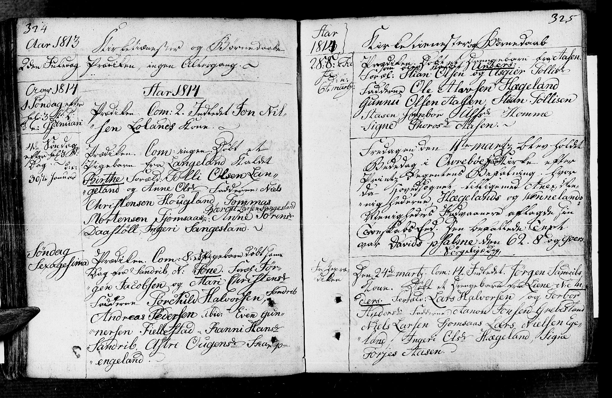 Vennesla sokneprestkontor, AV/SAK-1111-0045/Fa/Fac/L0002: Parish register (official) no. A 2, 1785-1834, p. 324-325