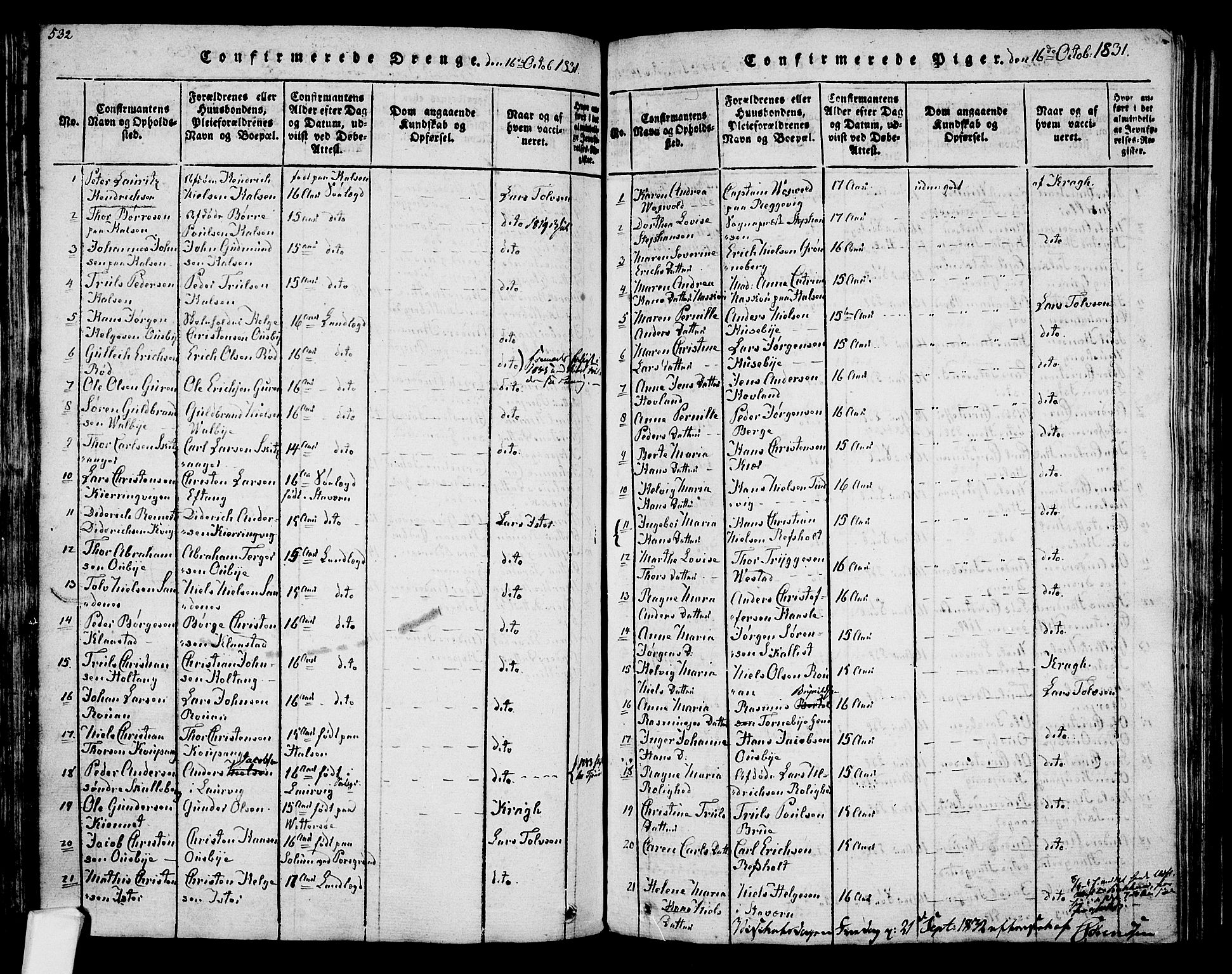 Tjølling kirkebøker, SAKO/A-60/F/Fa/L0005: Parish register (official) no. 5, 1814-1836, p. 532-533