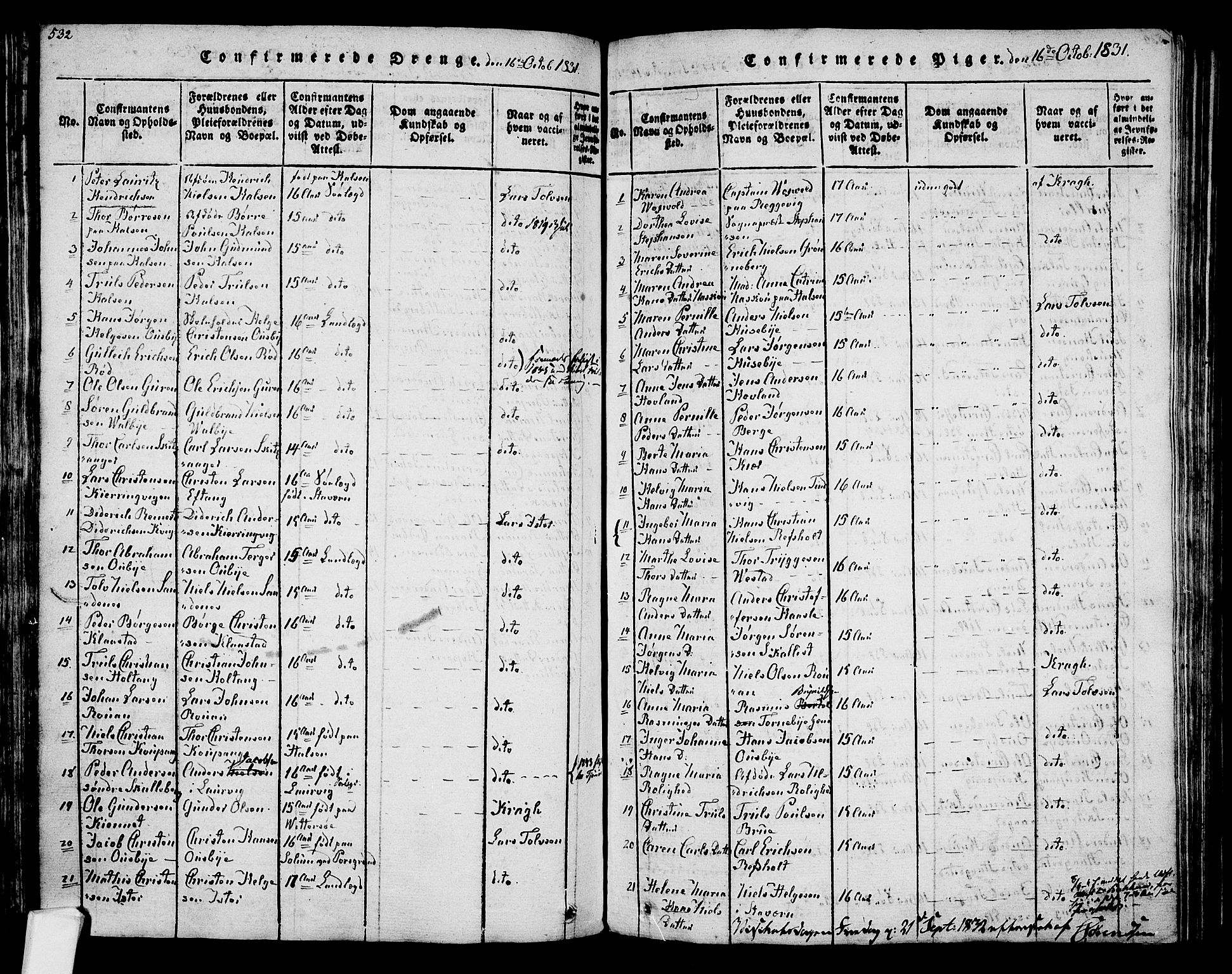 Tjølling kirkebøker, AV/SAKO-A-60/F/Fa/L0005: Parish register (official) no. 5, 1814-1836, p. 532-533