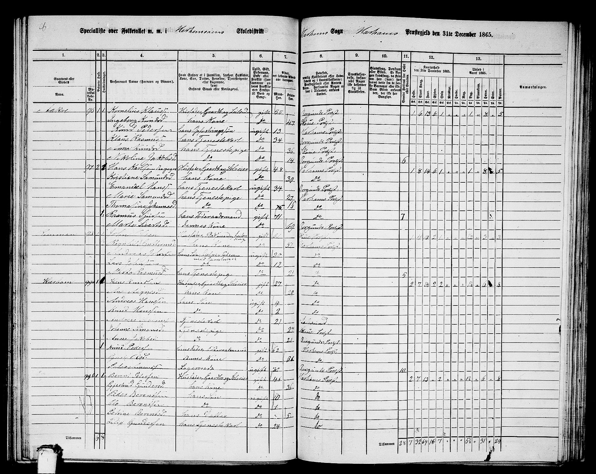 RA, 1865 census for Haram, 1865, p. 47