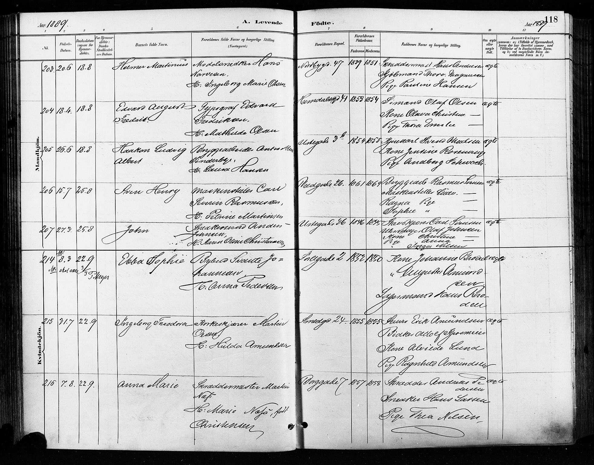 Grønland prestekontor Kirkebøker, SAO/A-10848/F/Fa/L0009: Parish register (official) no. 9, 1888-1893, p. 118