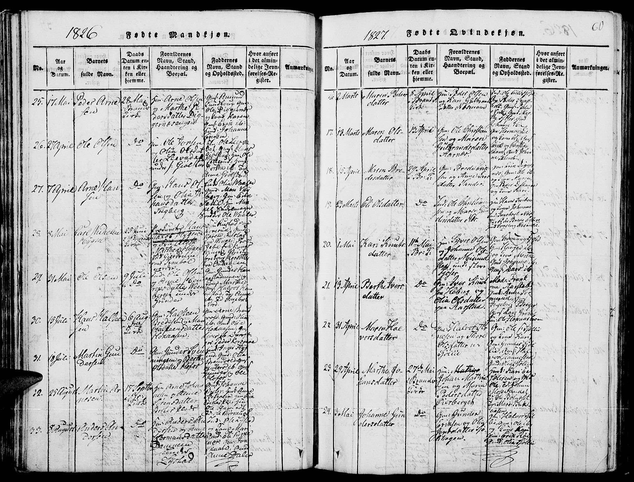 Grue prestekontor, SAH/PREST-036/H/Ha/Hab/L0001: Parish register (copy) no. 1, 1814-1841, p. 60