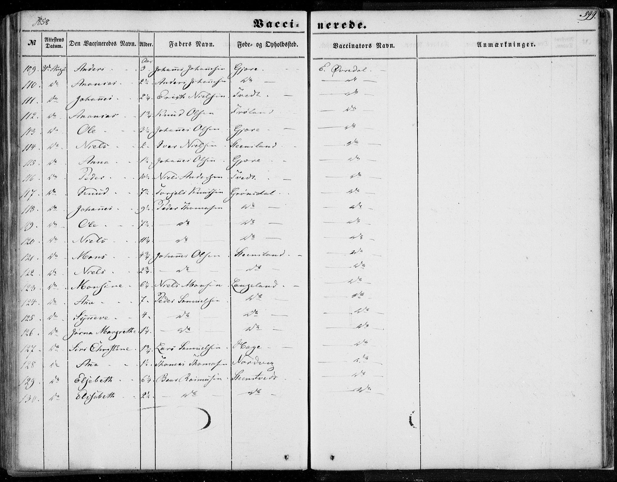 Os sokneprestembete, SAB/A-99929: Parish register (official) no. A 16, 1851-1859, p. 399