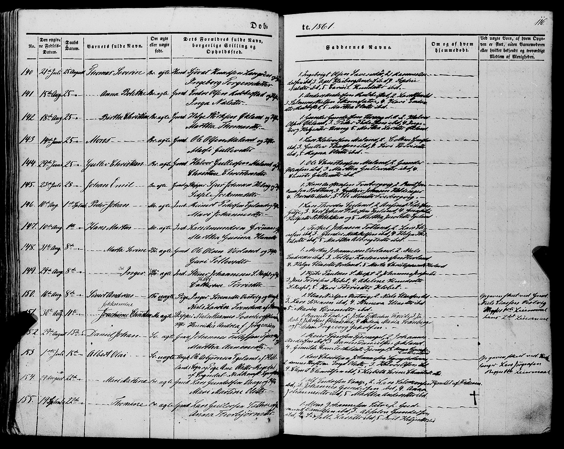 Finnås sokneprestembete, AV/SAB-A-99925/H/Ha/Haa/Haaa/L0007: Parish register (official) no. A 7, 1850-1862, p. 116