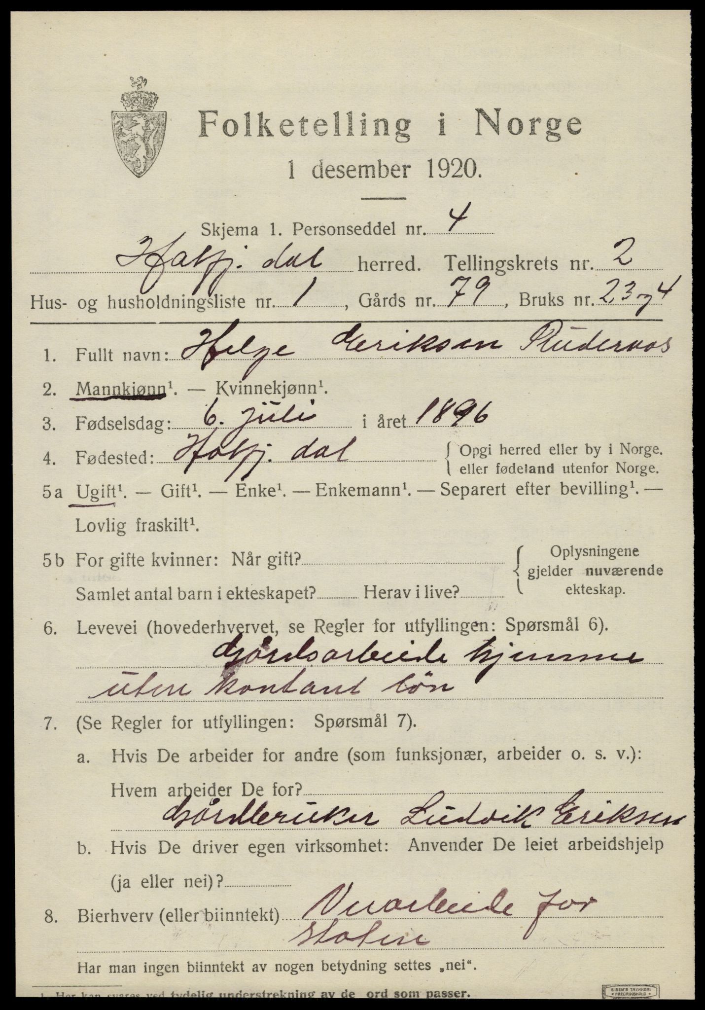 SAT, 1920 census for Hattfjelldal, 1920, p. 552